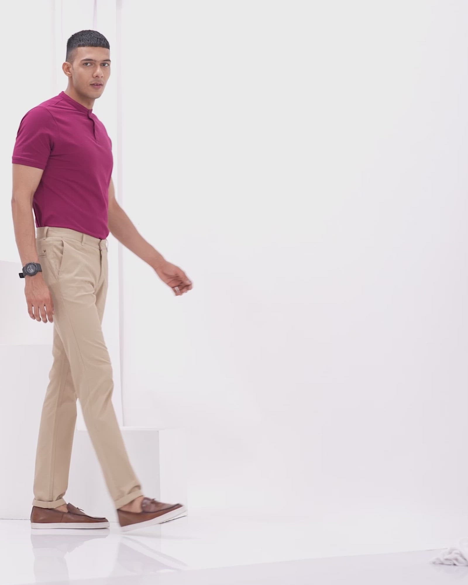 Slim Comfort B-95 Casual Navy Solid Khakis - Supima