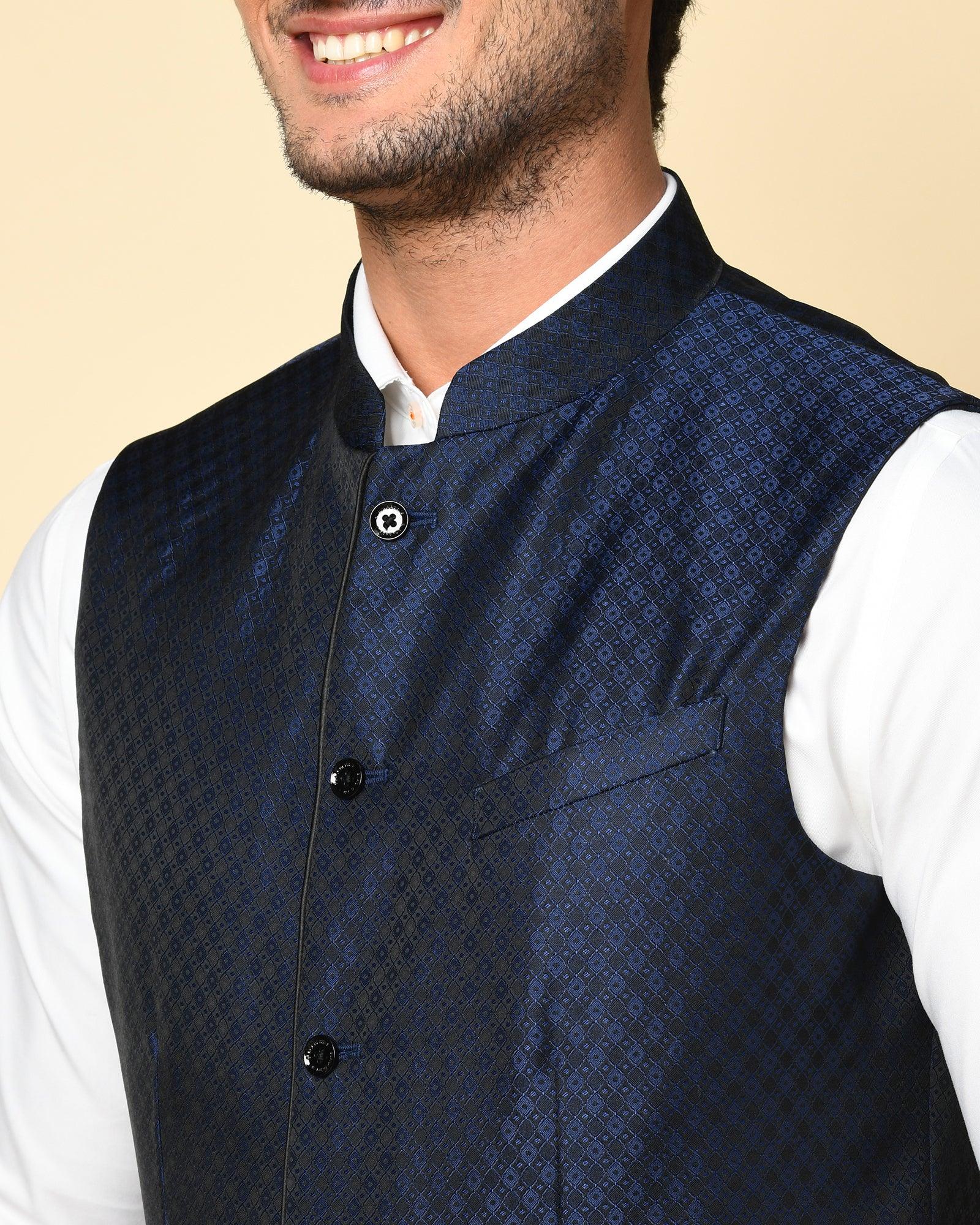 Ivon4 Formal Slim Fit Waist Coat In Navy