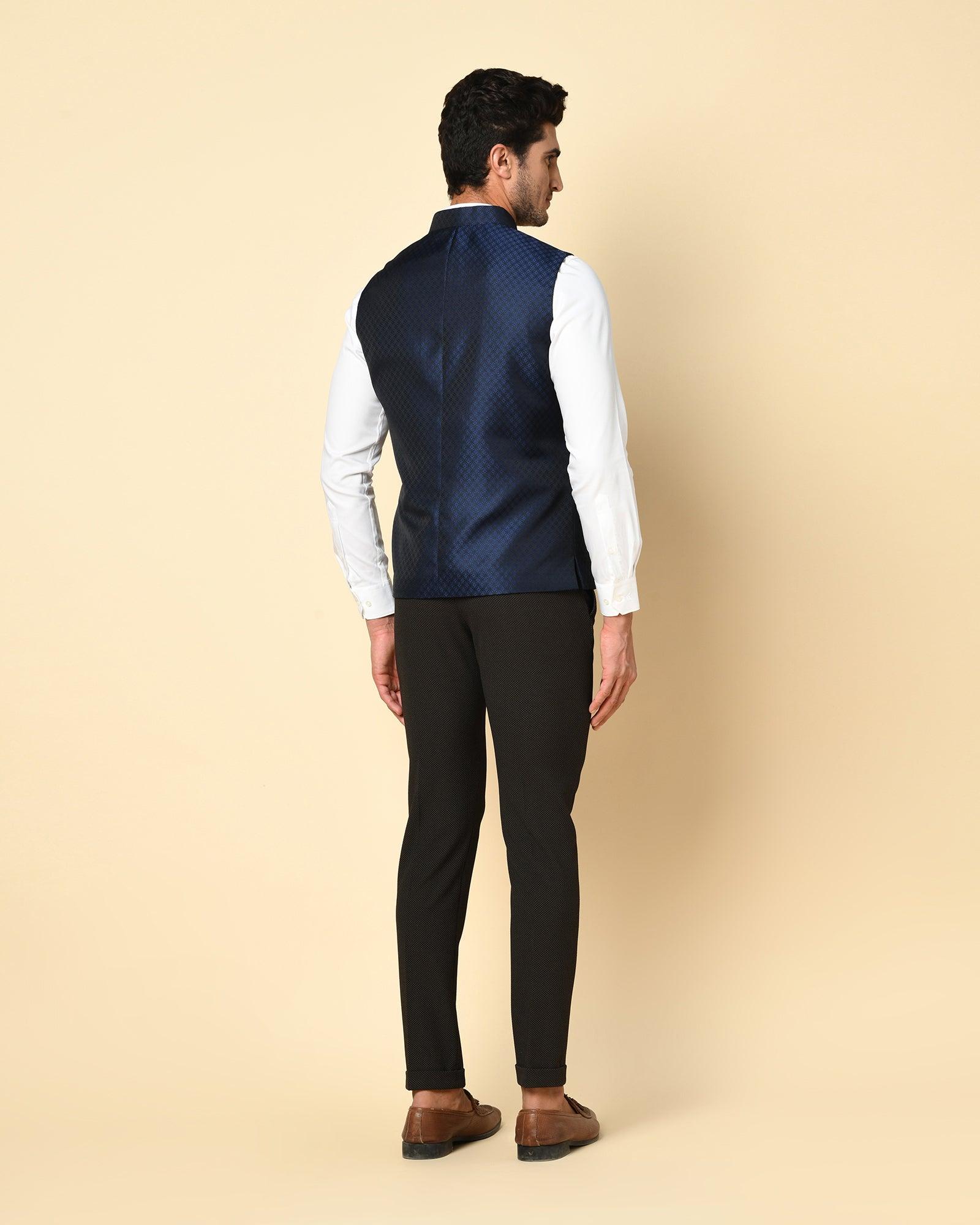 Ivon4 Formal Slim Fit Waist Coat In Navy