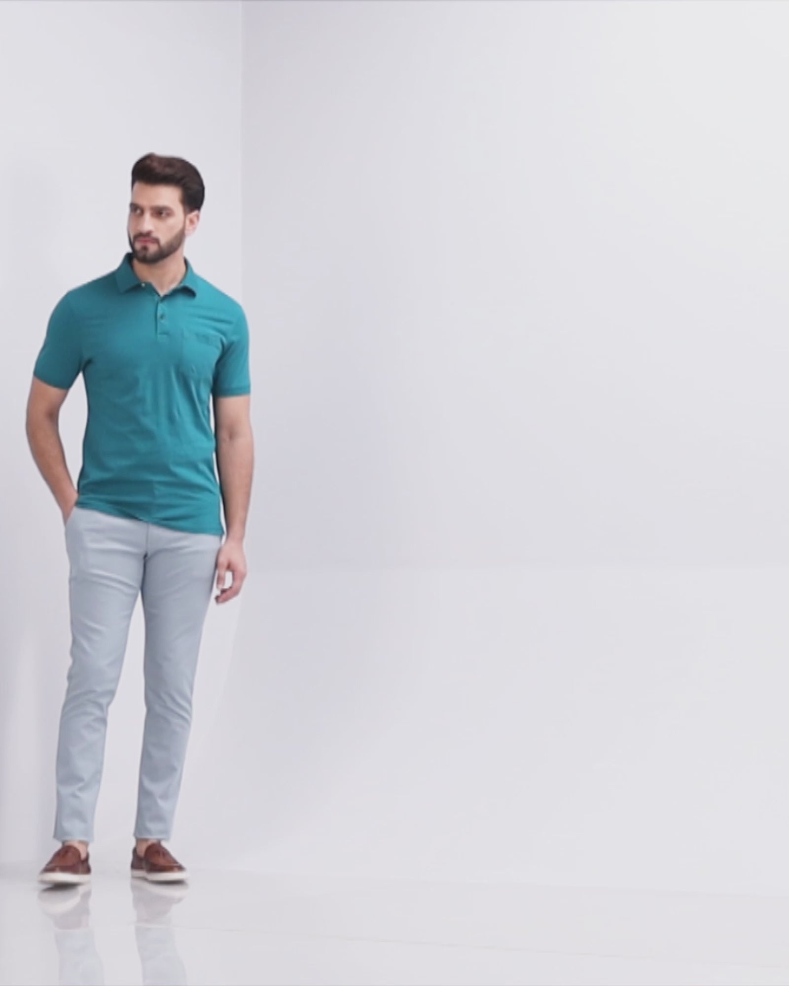 Polo Teal Green Solid T-Shirt - David