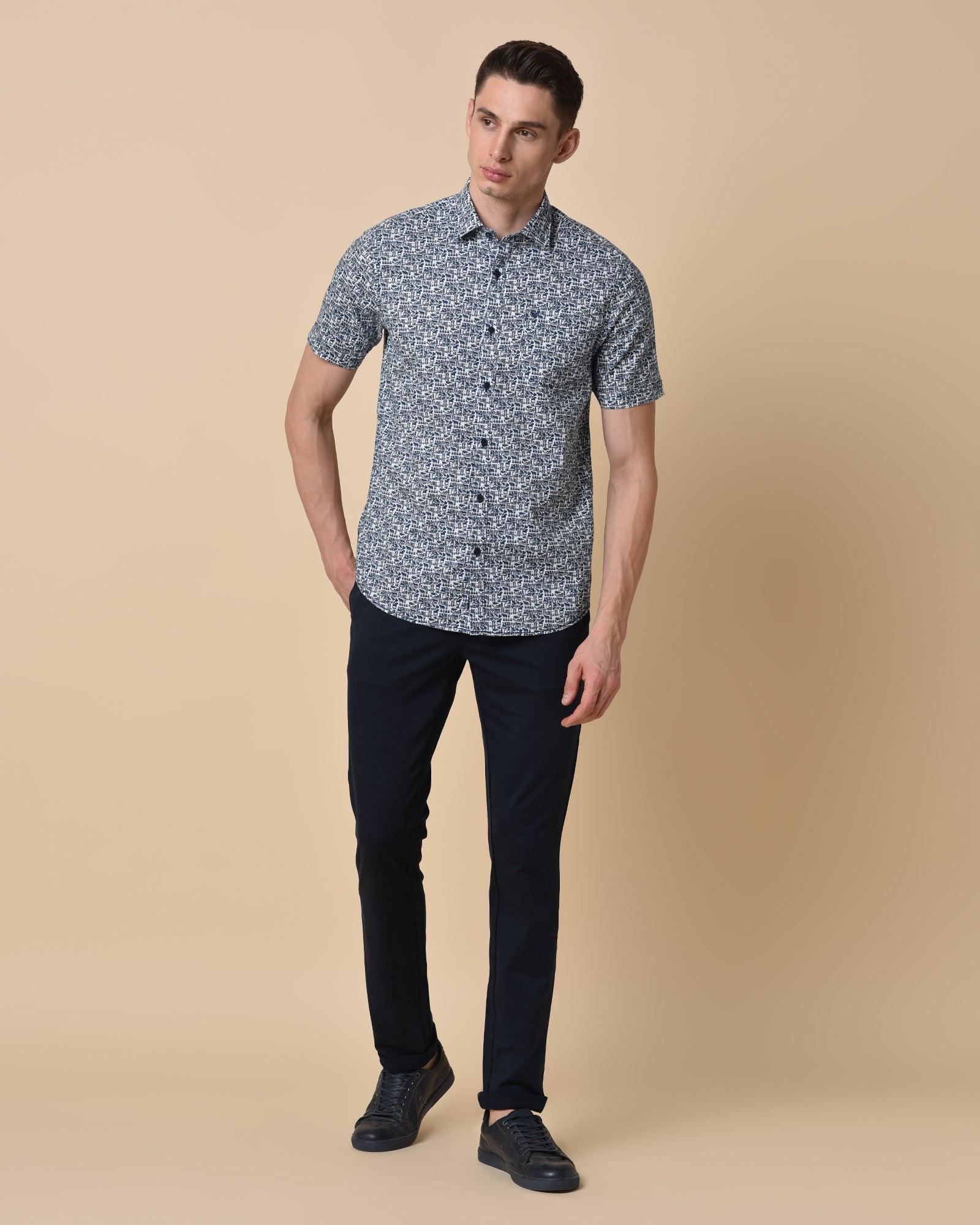 Slim Fit B-91 Casual Navy Solid Khakis - Honey - Blackberrys