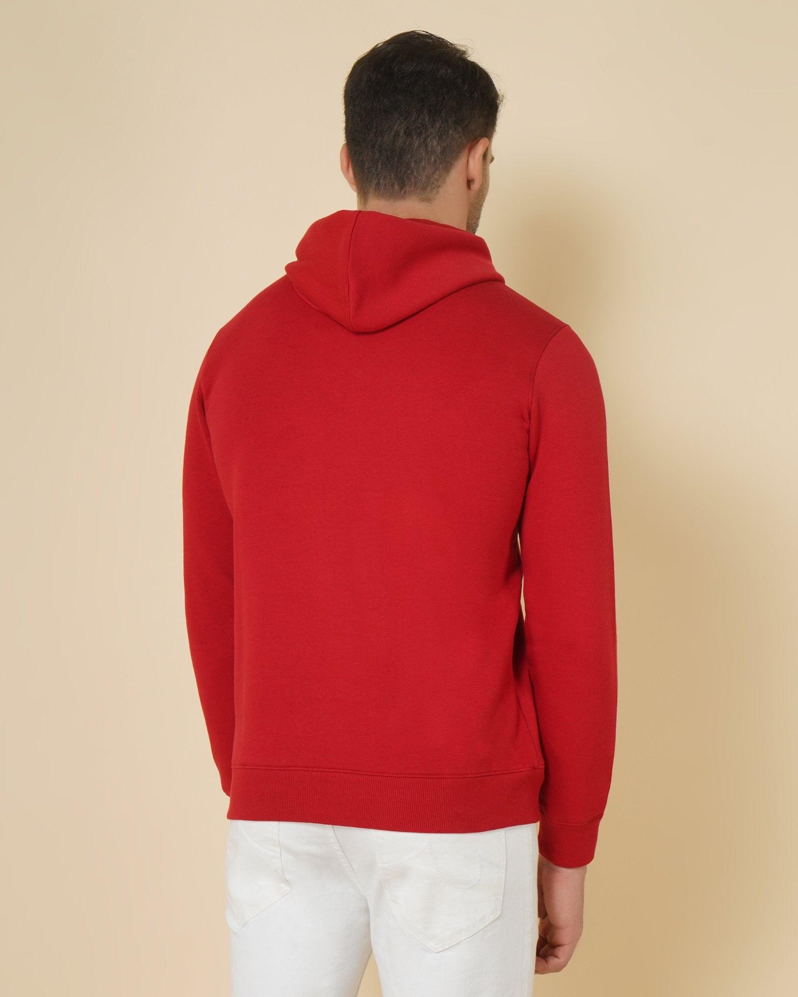 Hoodie Red Printed Sweatshirt - Auk