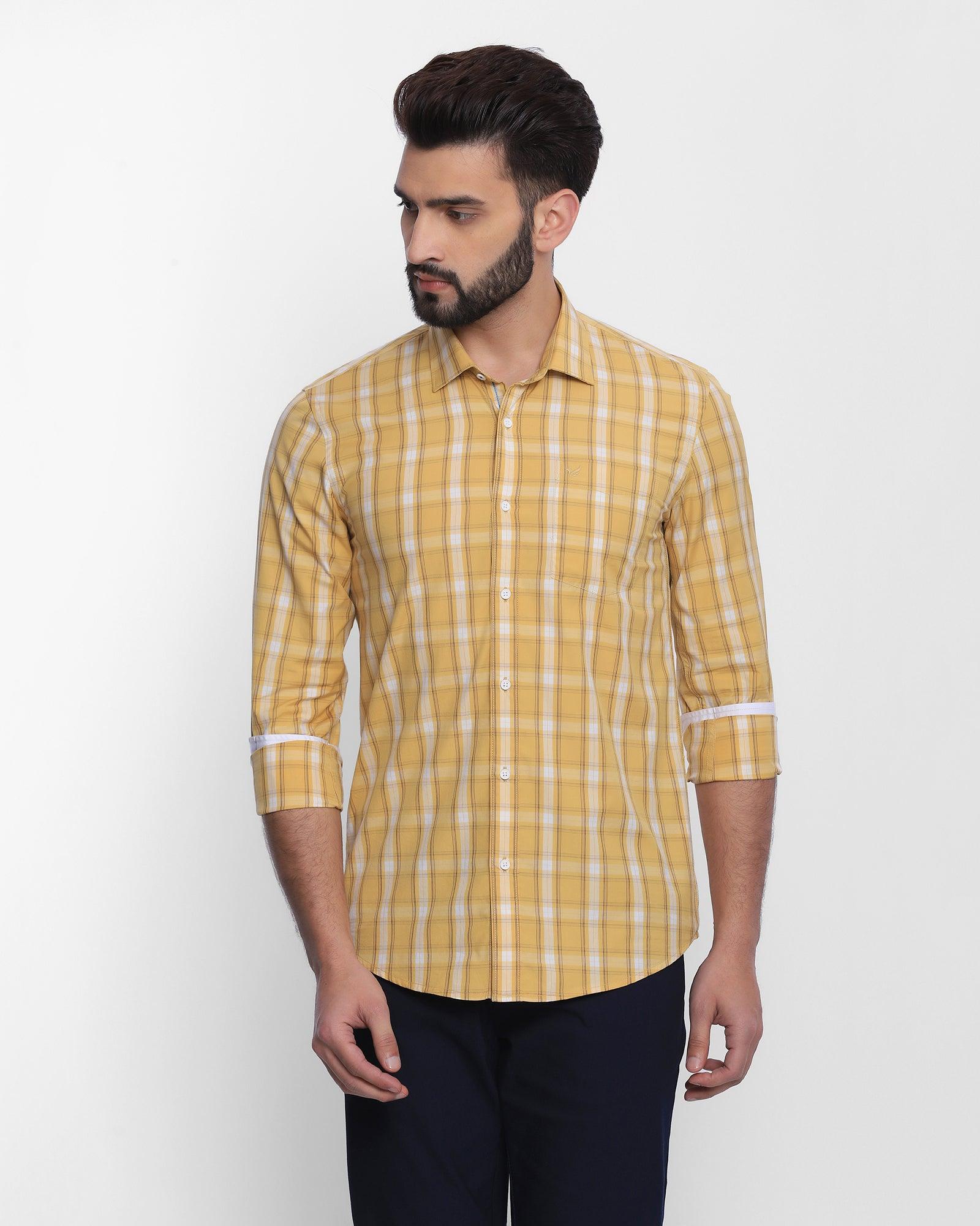 Casual Yellow Check Shirt - Allen