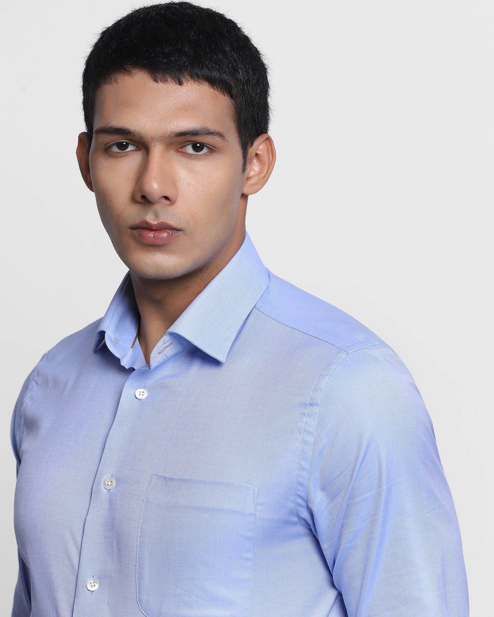 Luxe Formal Blue Textured Shirt - Anchor