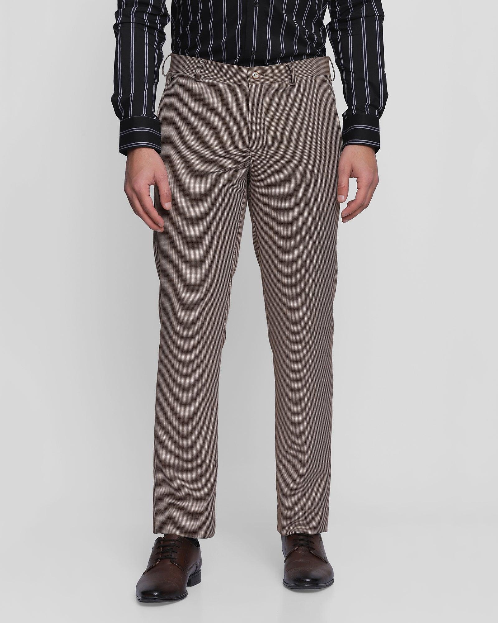 Slim Comfort B-95 Formal Beige Textured Trouser - Andis