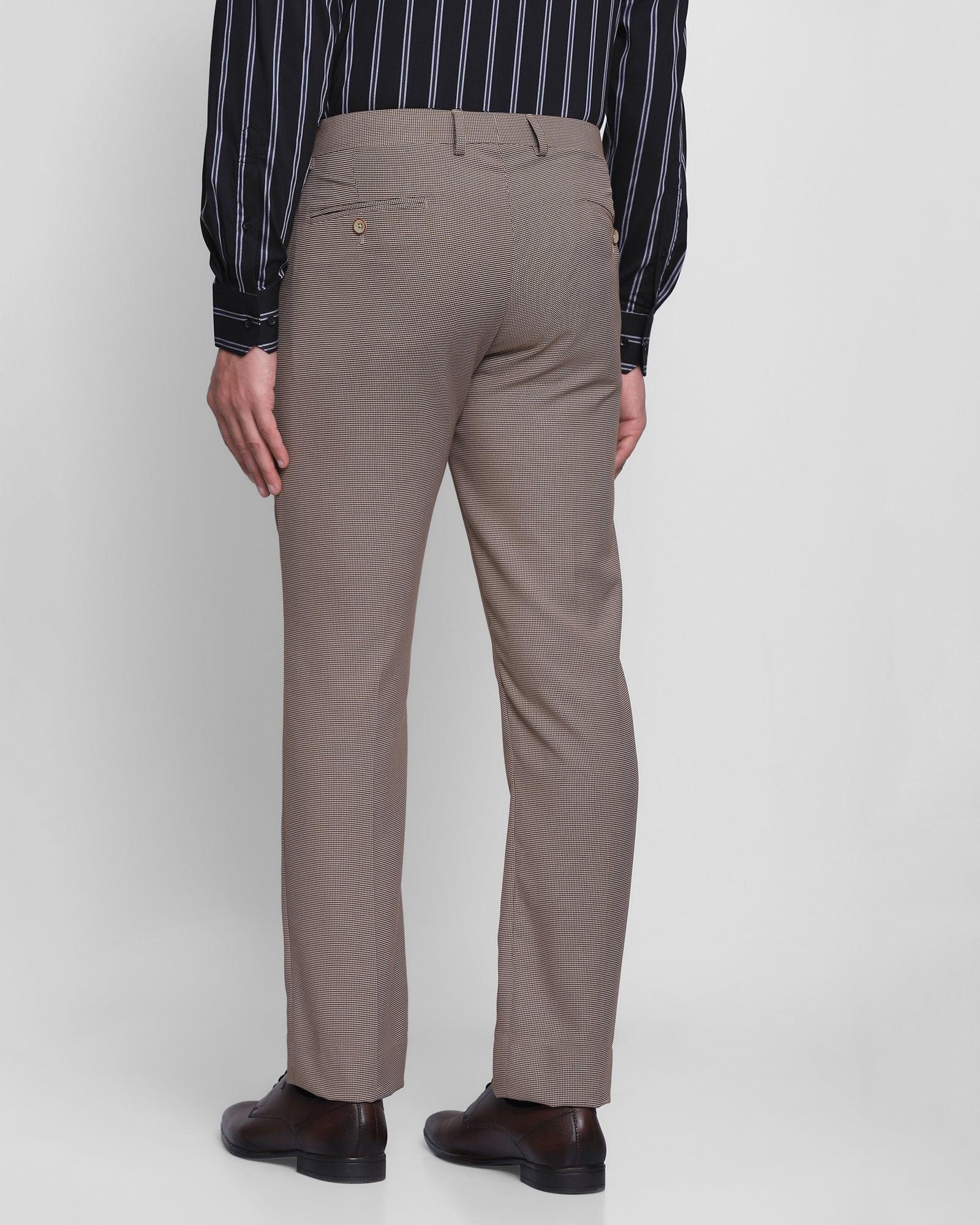 Slim Comfort B-95 Formal Beige Textured Trouser - Andis