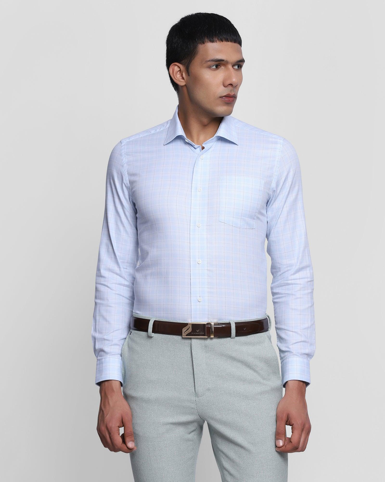 Formal Blue Check Shirt - Angle