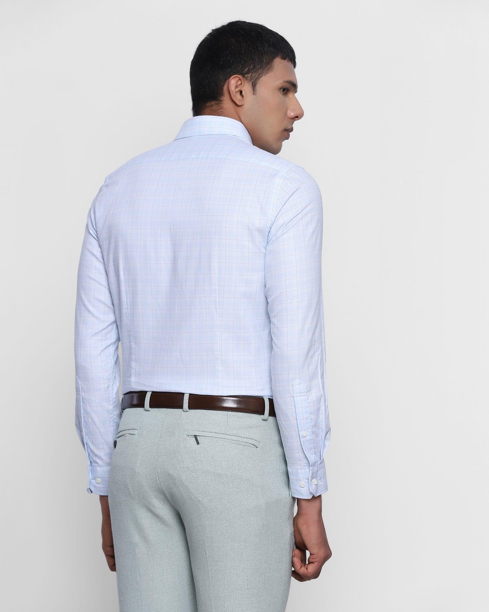 Formal Blue Check Shirt - Angle