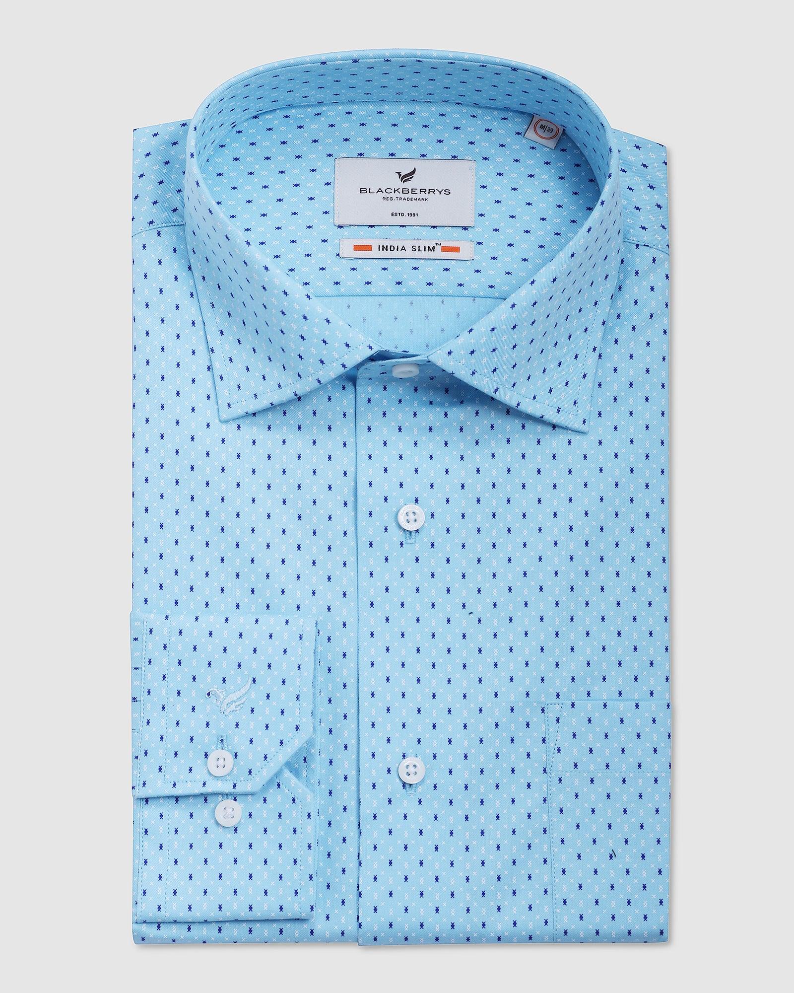 Printed Formal Shirt In Aqua (Antigo) - Blackberrys