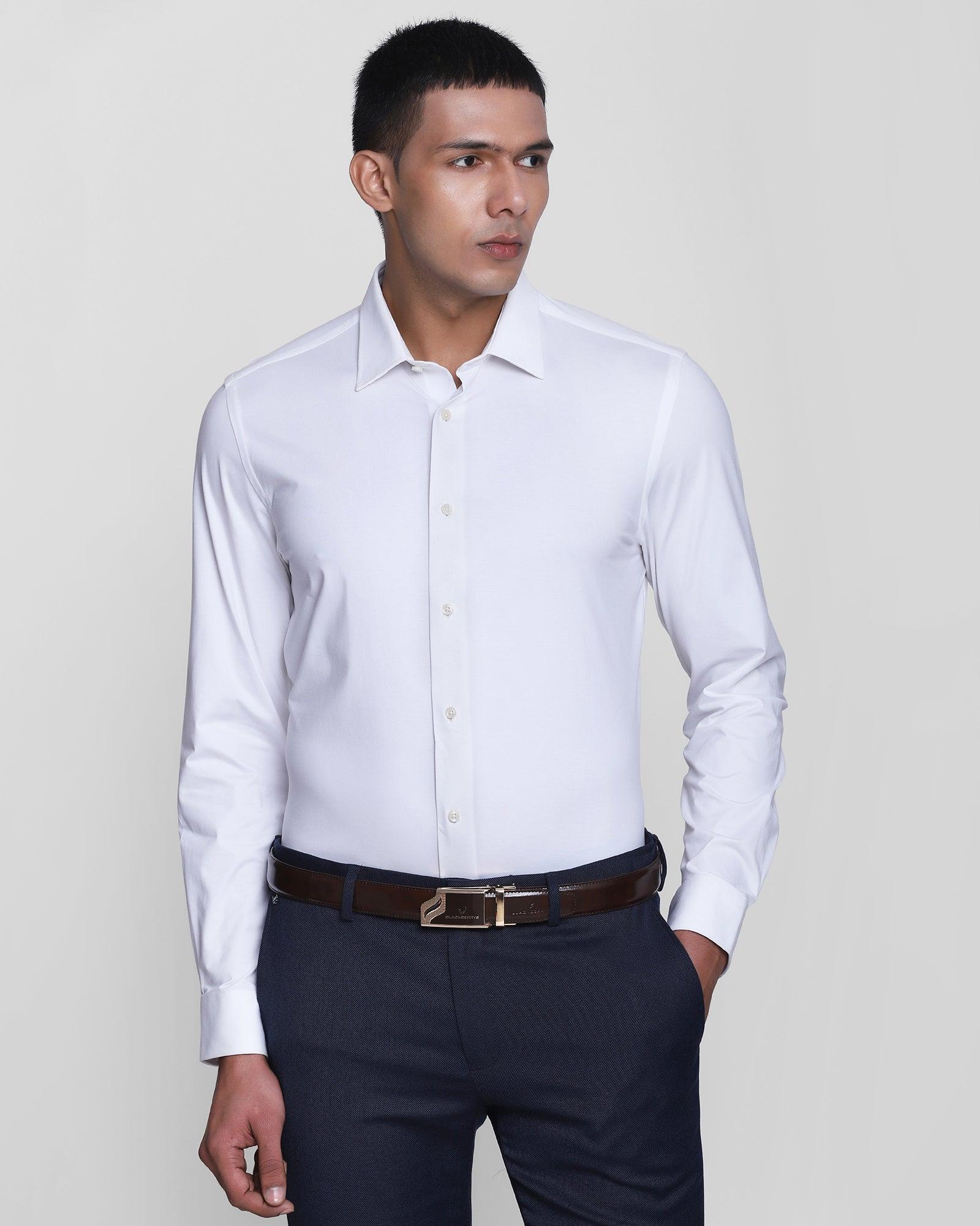 Formal White Solid Shirt - Basim