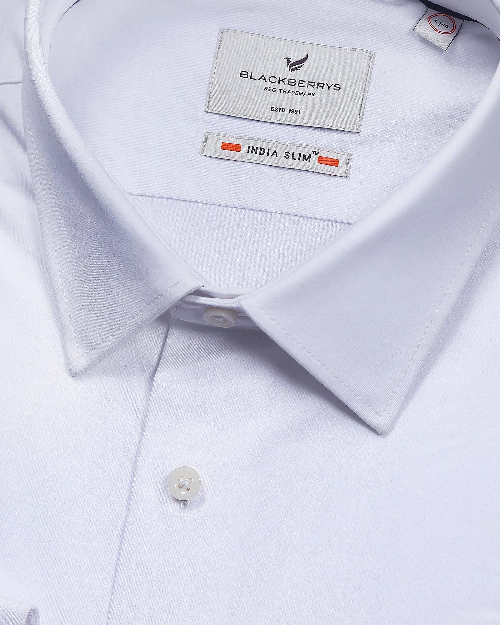 Formal White Solid Shirt - Basim