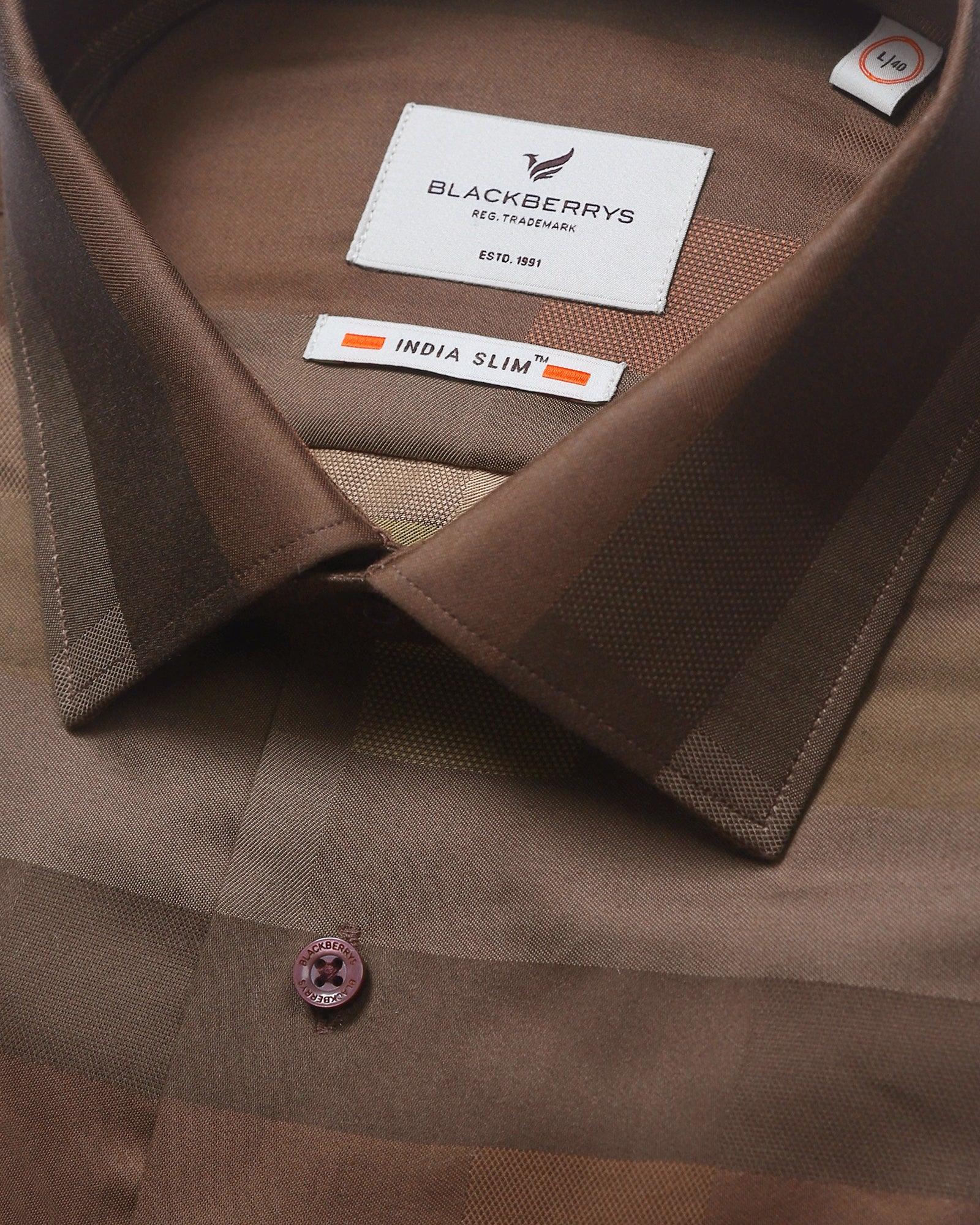 Formal Brown Printed Shirt - Bean