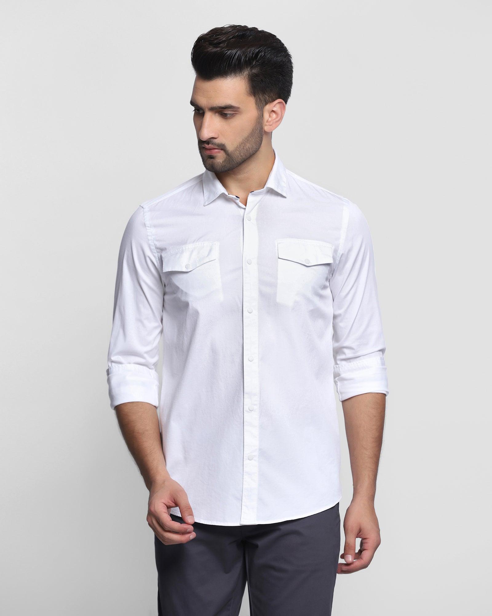Casual White Solid Shirt - Beckham