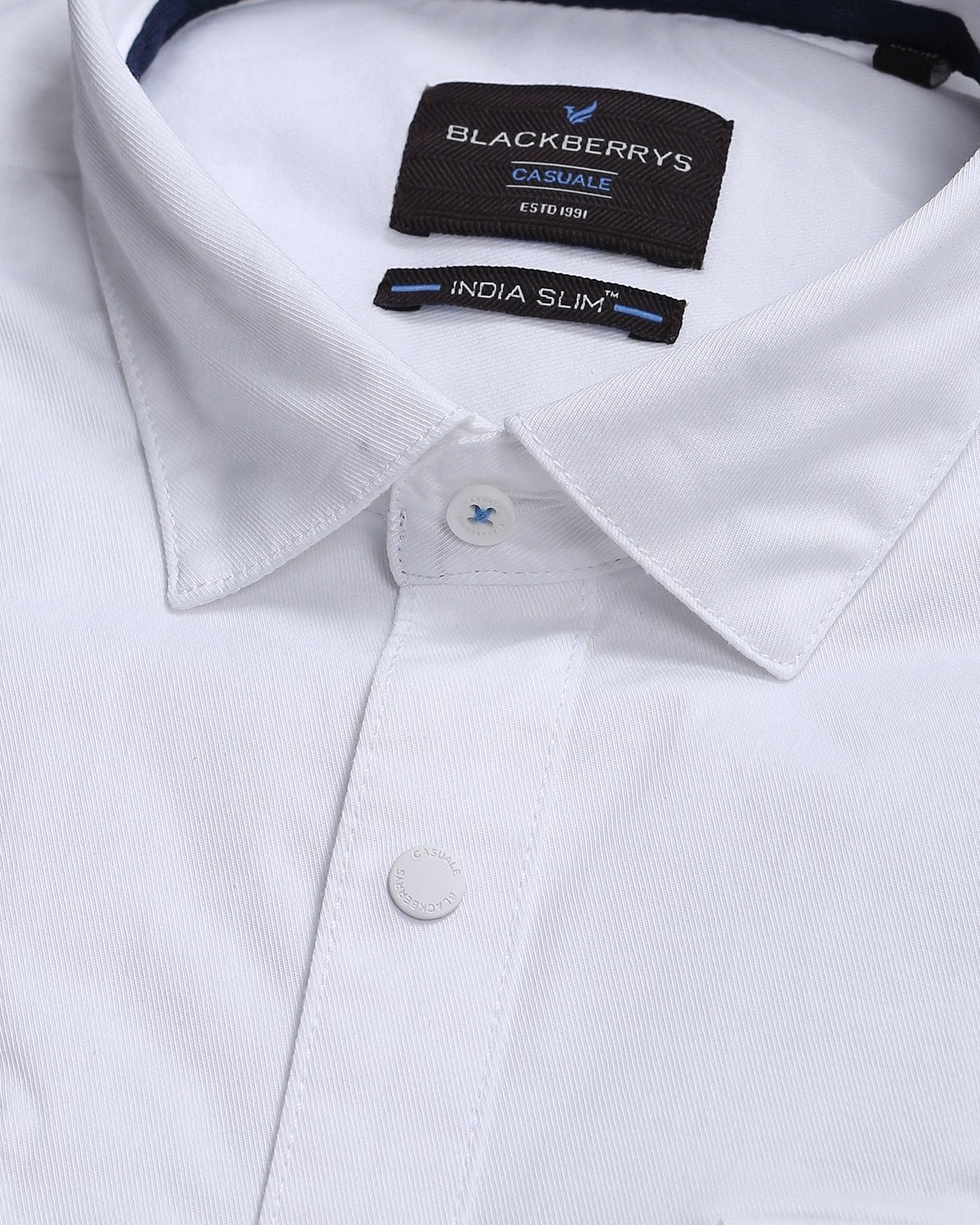 Casual White Solid Shirt - Beckham