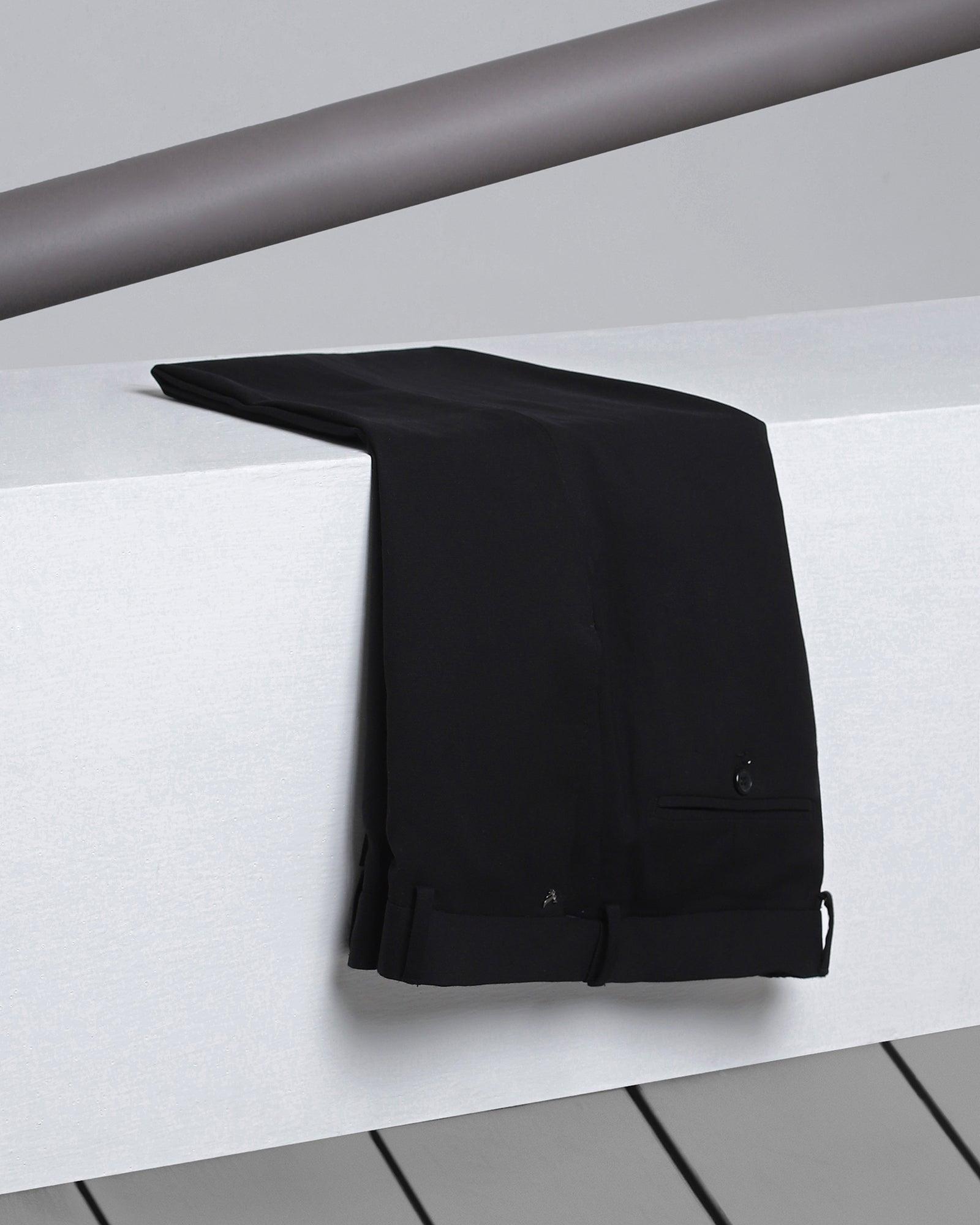 Slim Fit B-91 Formal Black Textured Trouser - Biron