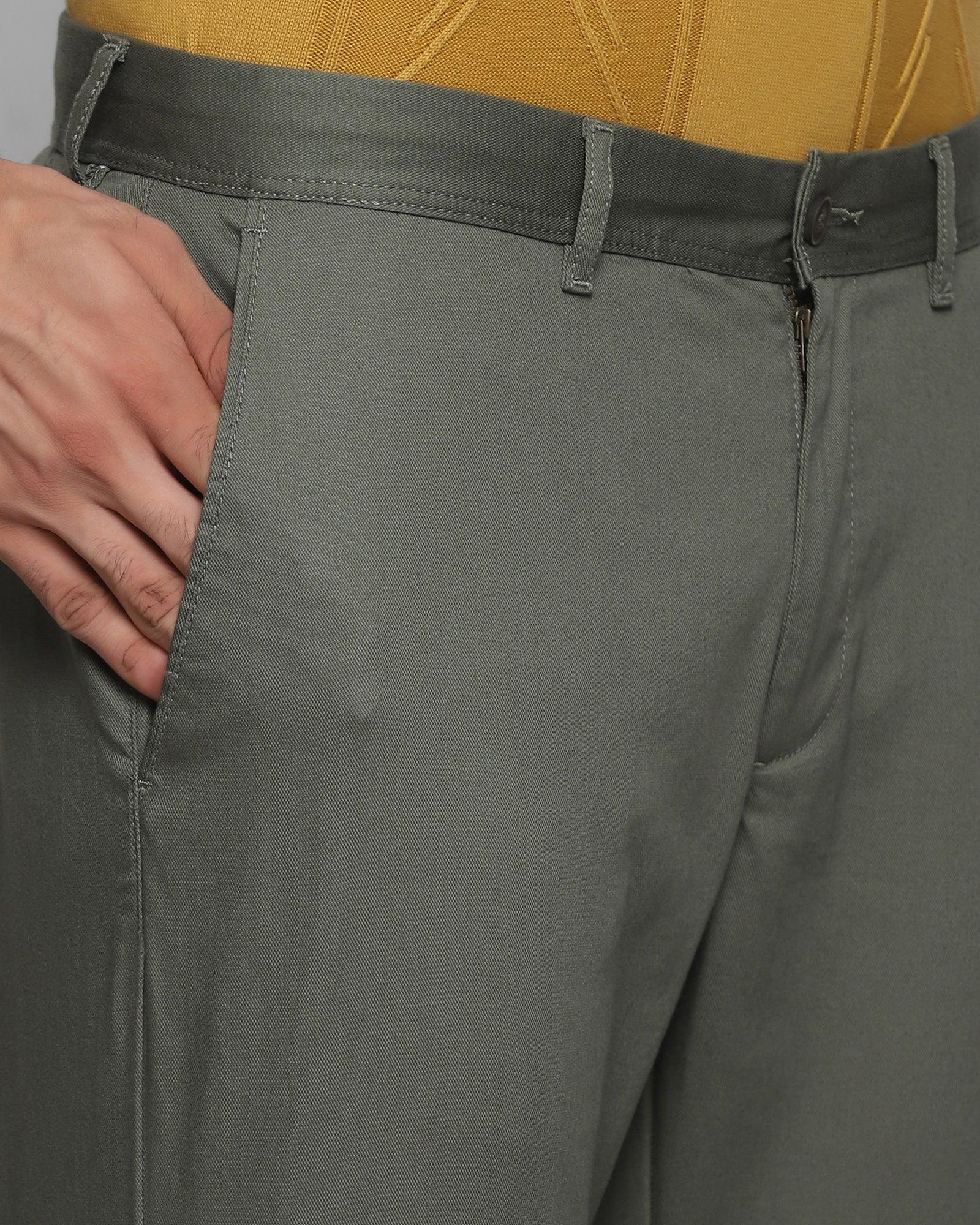 Slim Comfort B-95 Casual Olive Textured Khakis - Bran