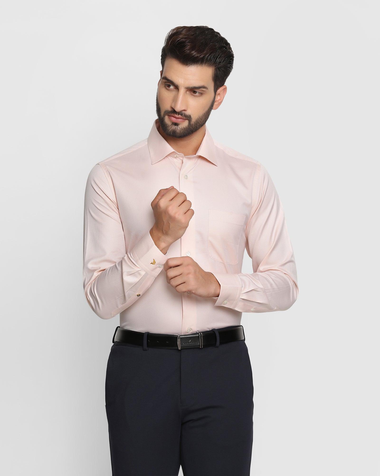 Luxe Formal Pink Textured Shirt - Brick