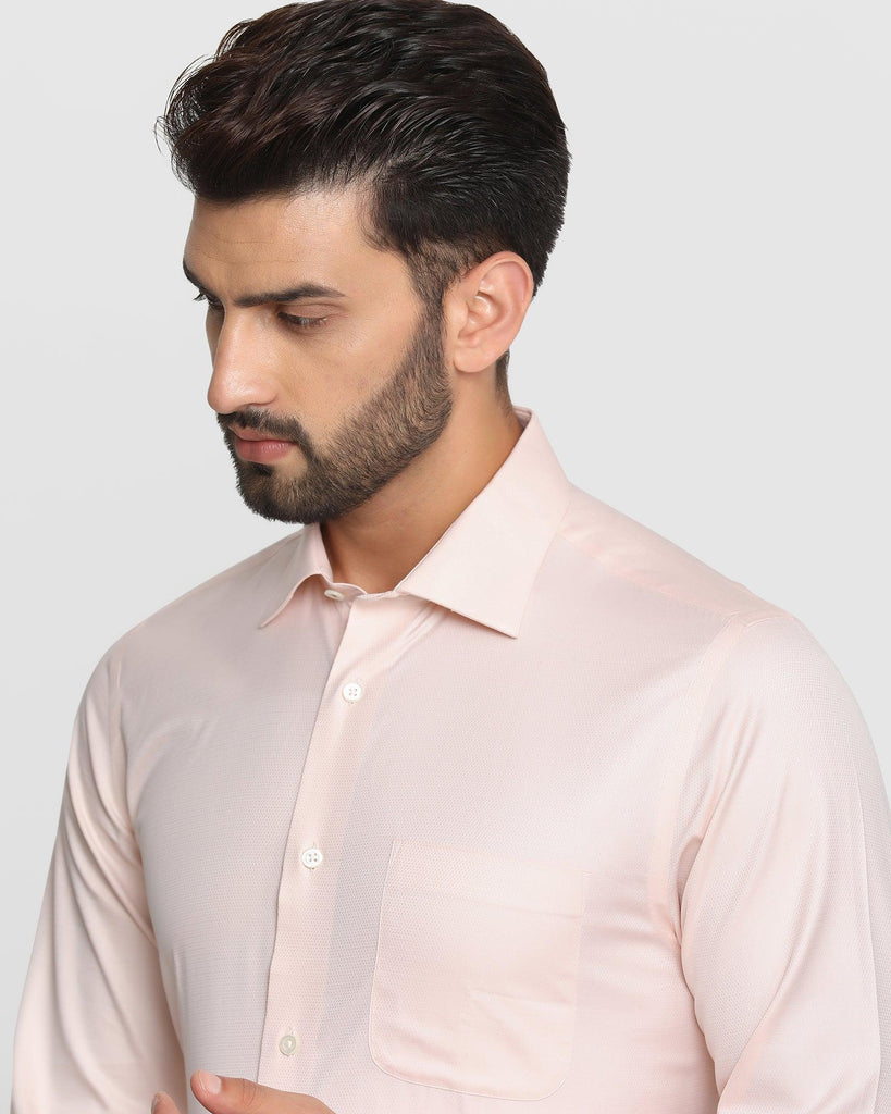 Luxe Formal Pink Textured Shirt - Brick