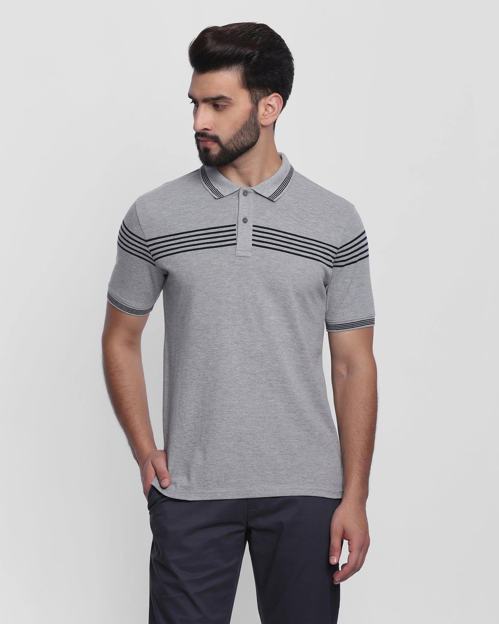 Polo Grey Melange Printed T Shirt - Brooke