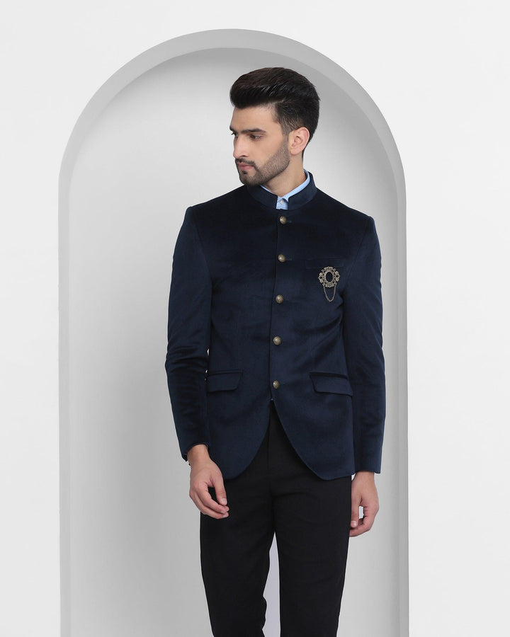 Formal Navy Textured Blazer - Franco