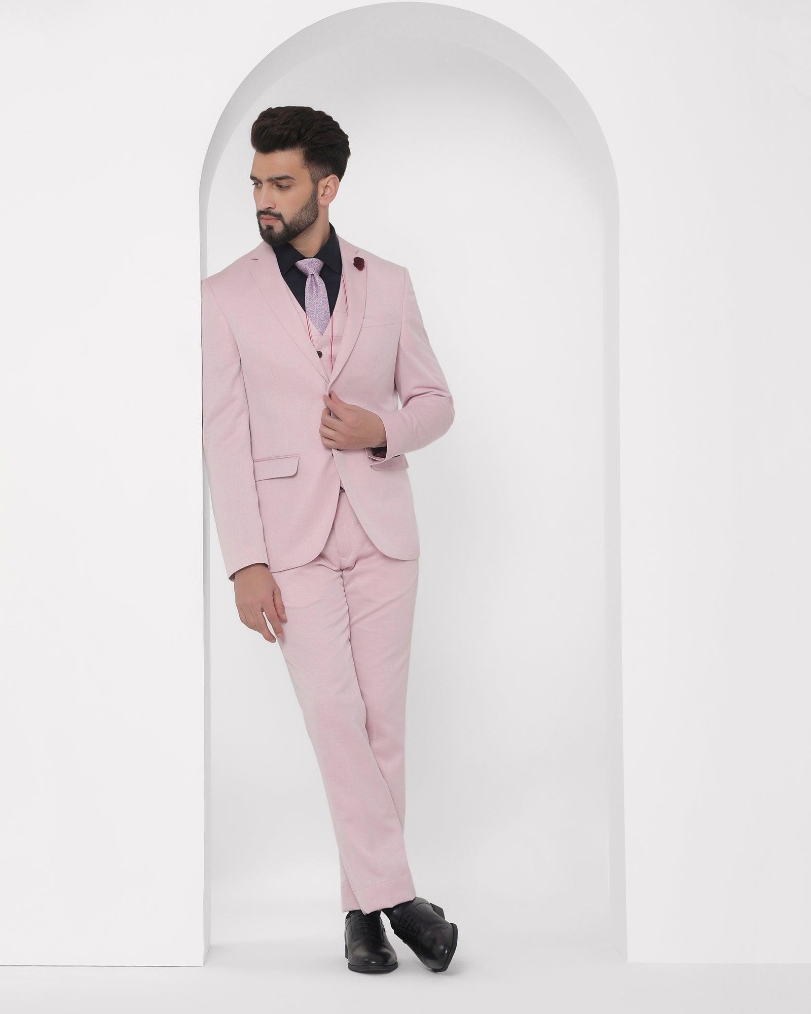 Men Pink Black Lapel 2 Pieces Set Wedding Tuxedos Slim Fit Formal Business Blazer  Pants Outfit 2pcs S at Amazon Men's Clothing store