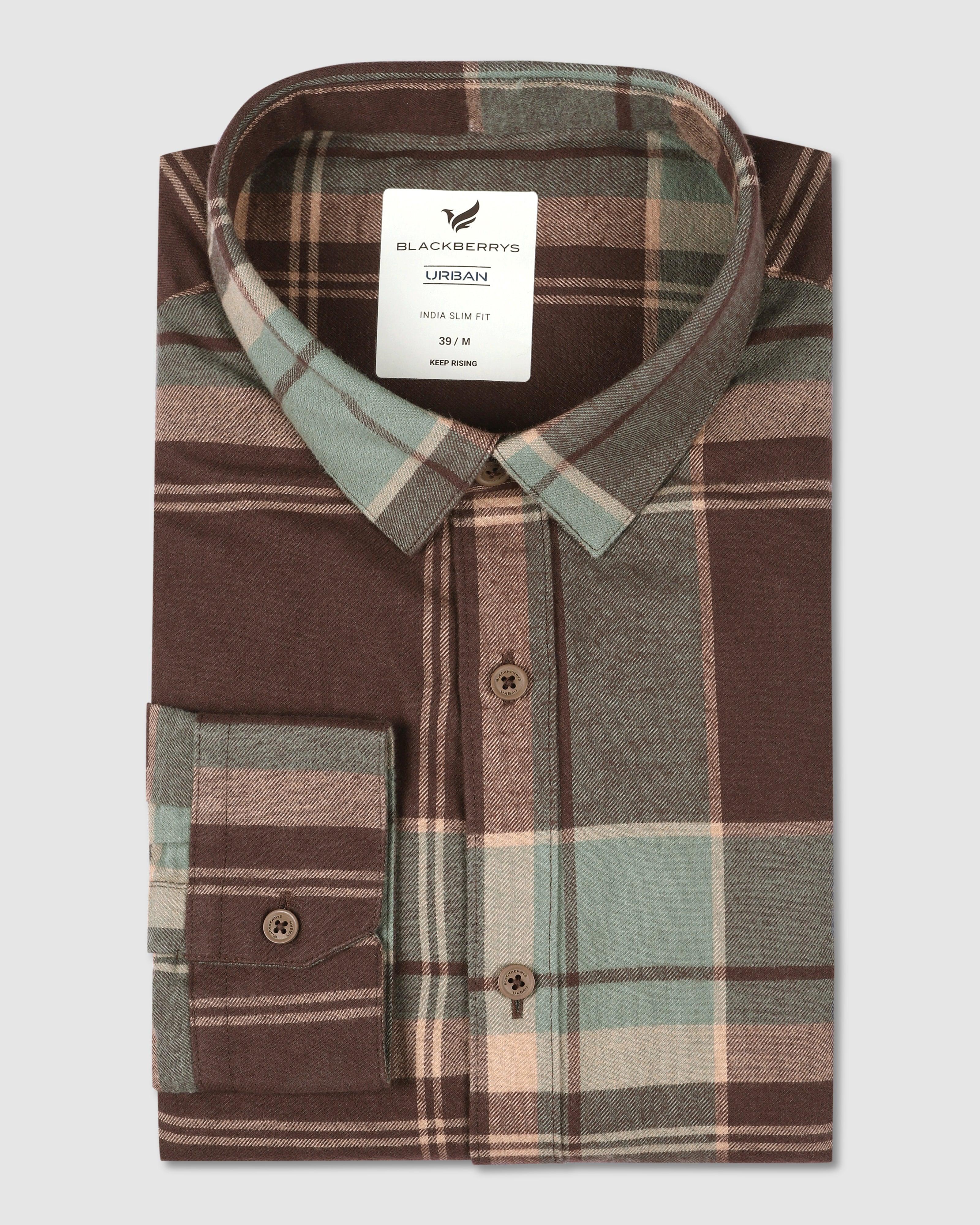 Casual Brown Check Shirt - Scale