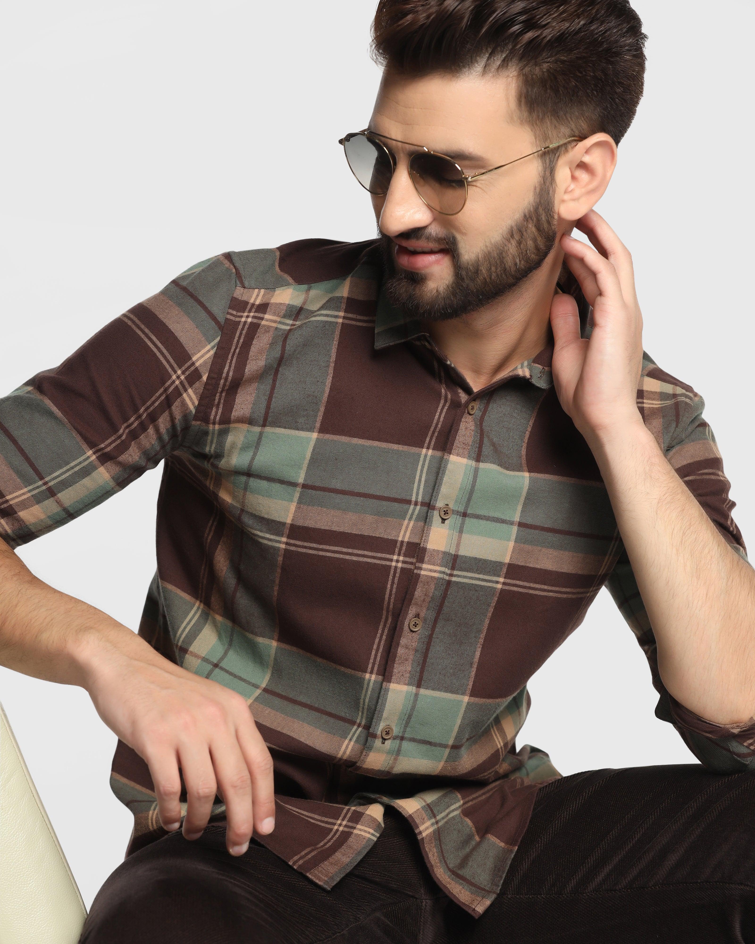 Casual Brown Check Shirt - Scale