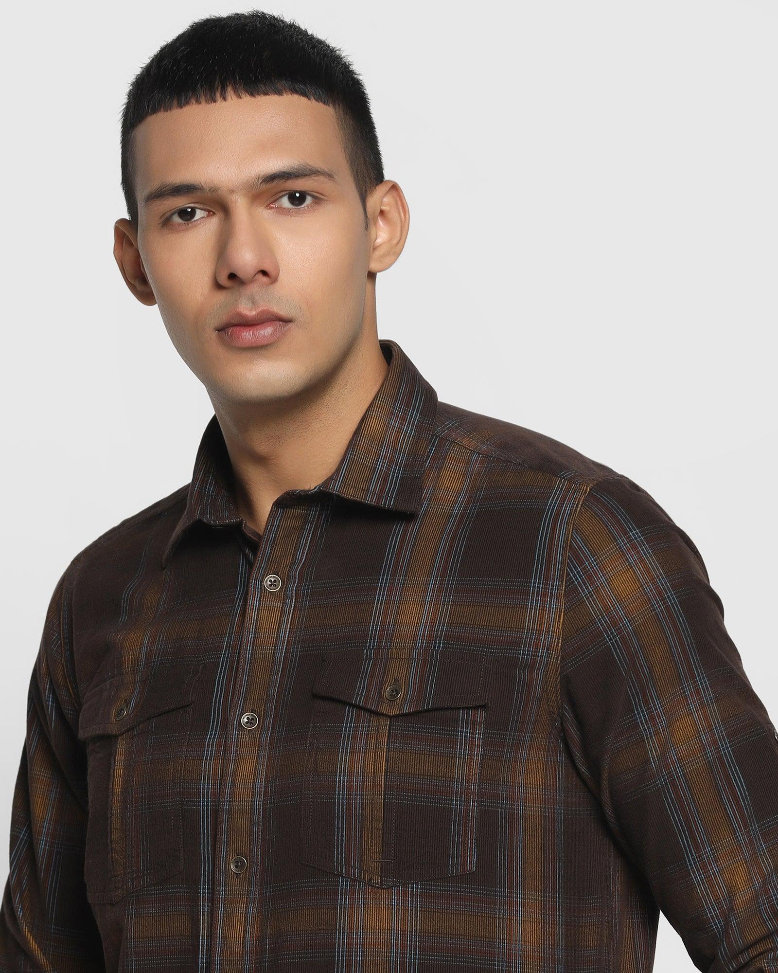 Casual Brown Check Shirt - Vintage
