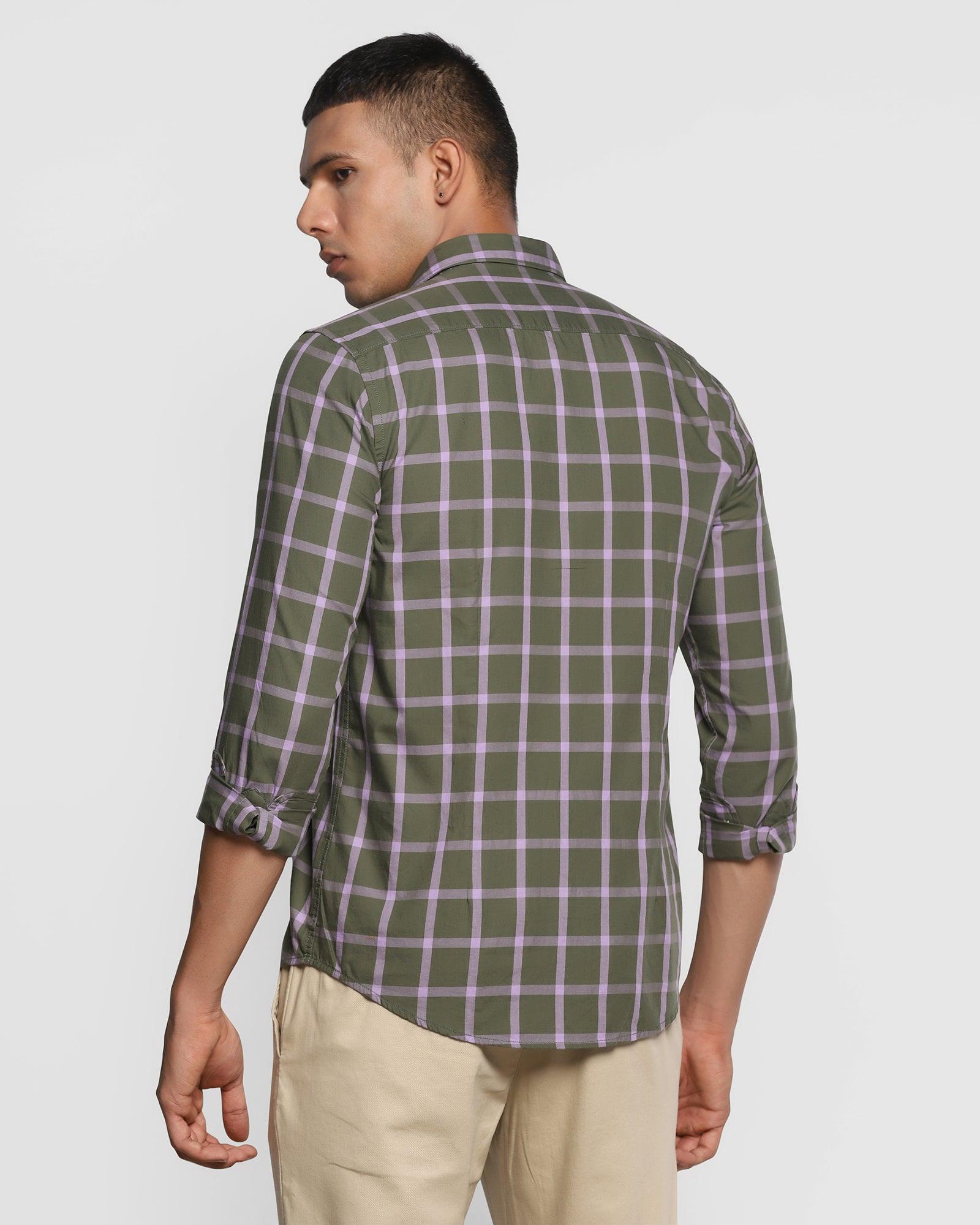 Casual Olive Check Shirt - Grafton