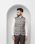Check Reversible Bandhgala Waist Coat In Grey (Alfredo) - Blackberrys