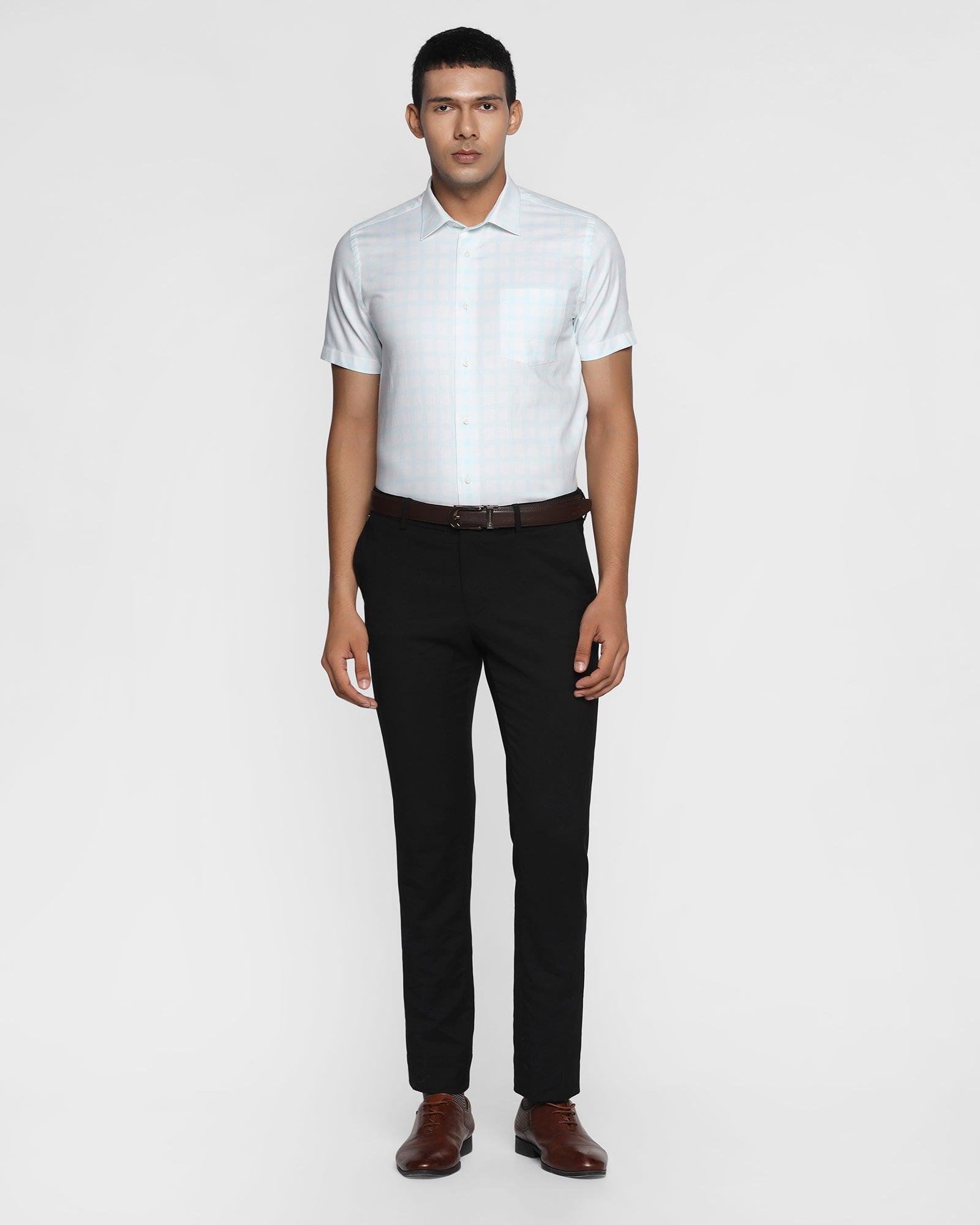 Formal Half Sleeve Aqua Check Shirt - Candon
