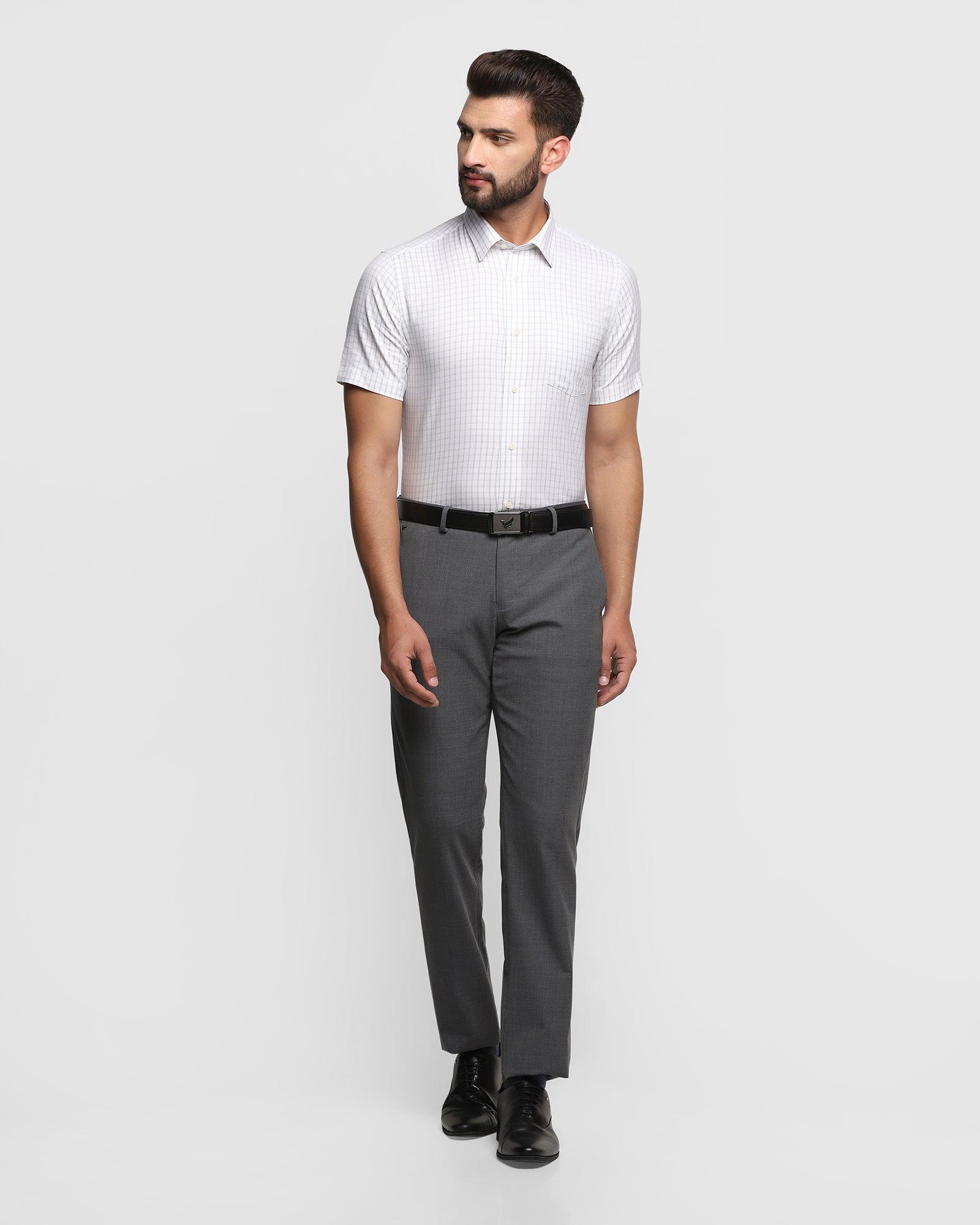 Formal Half Sleeve Grey Check Shirt - Dasin