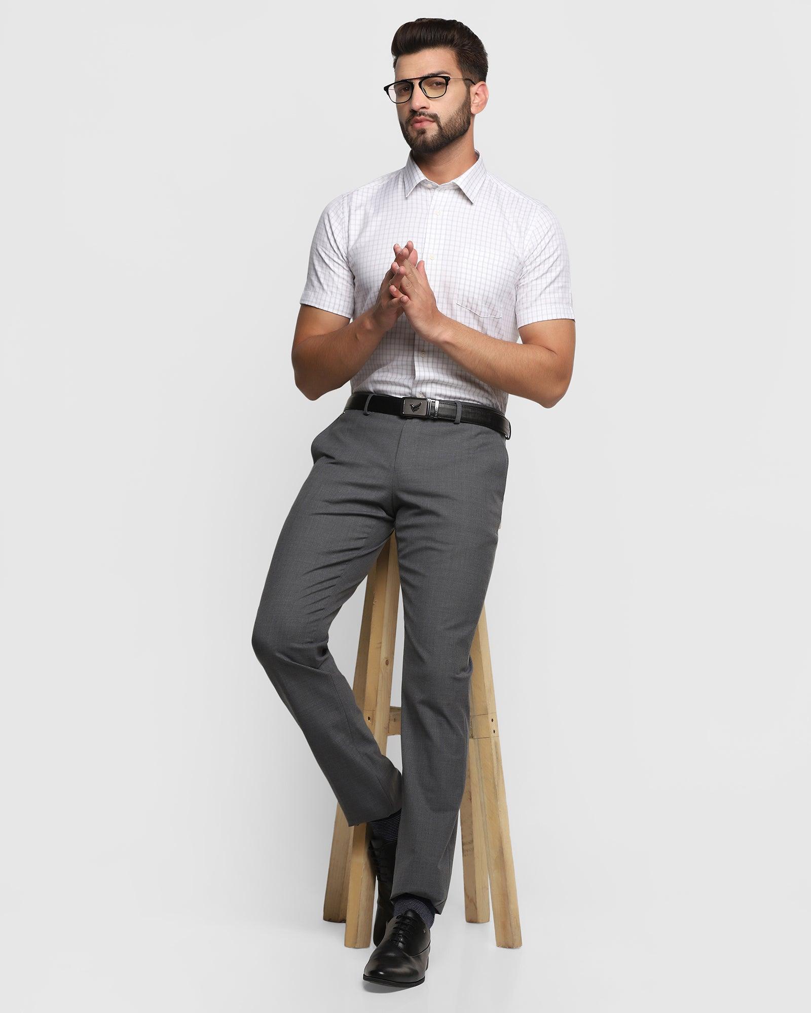 Formal Half Sleeve Grey Check Shirt - Dasin