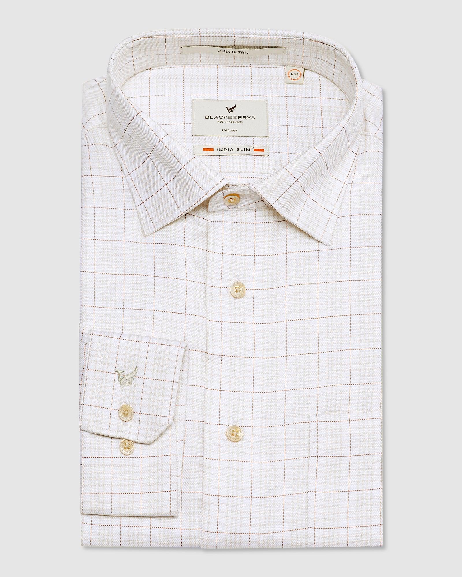 Formal Beige Check Shirt - Edix
