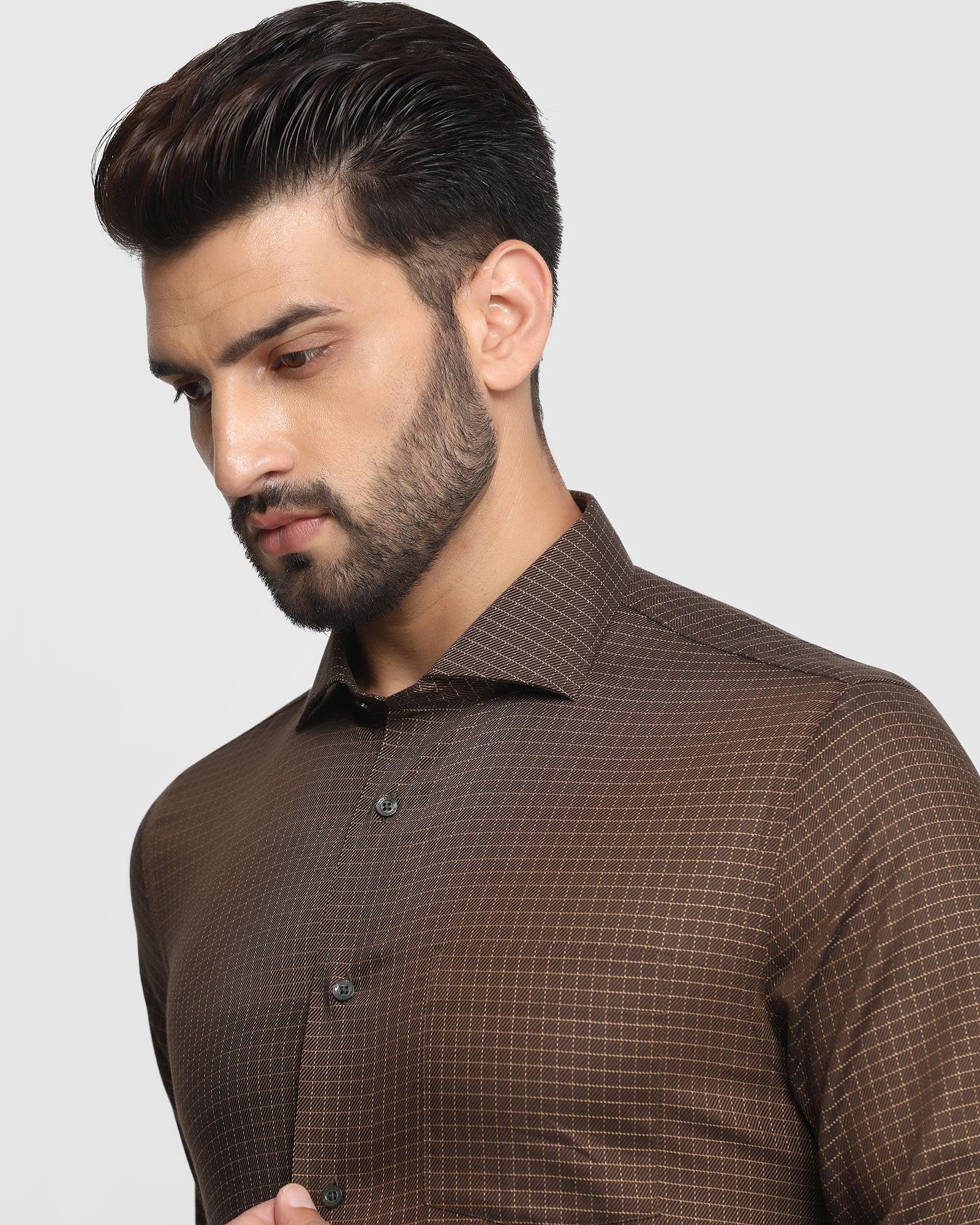 Formal Brown Check Shirt - Persia