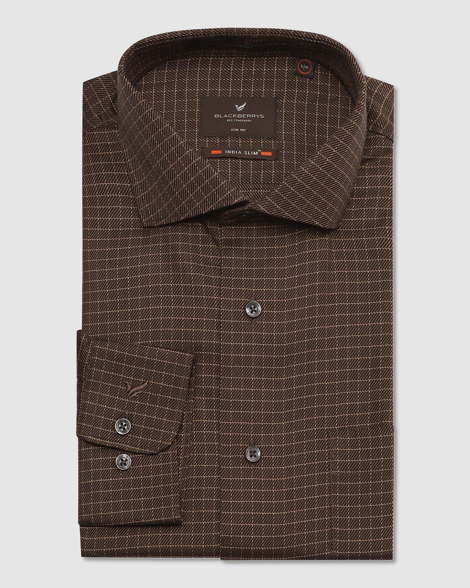 Formal Brown Check Shirt - Persia