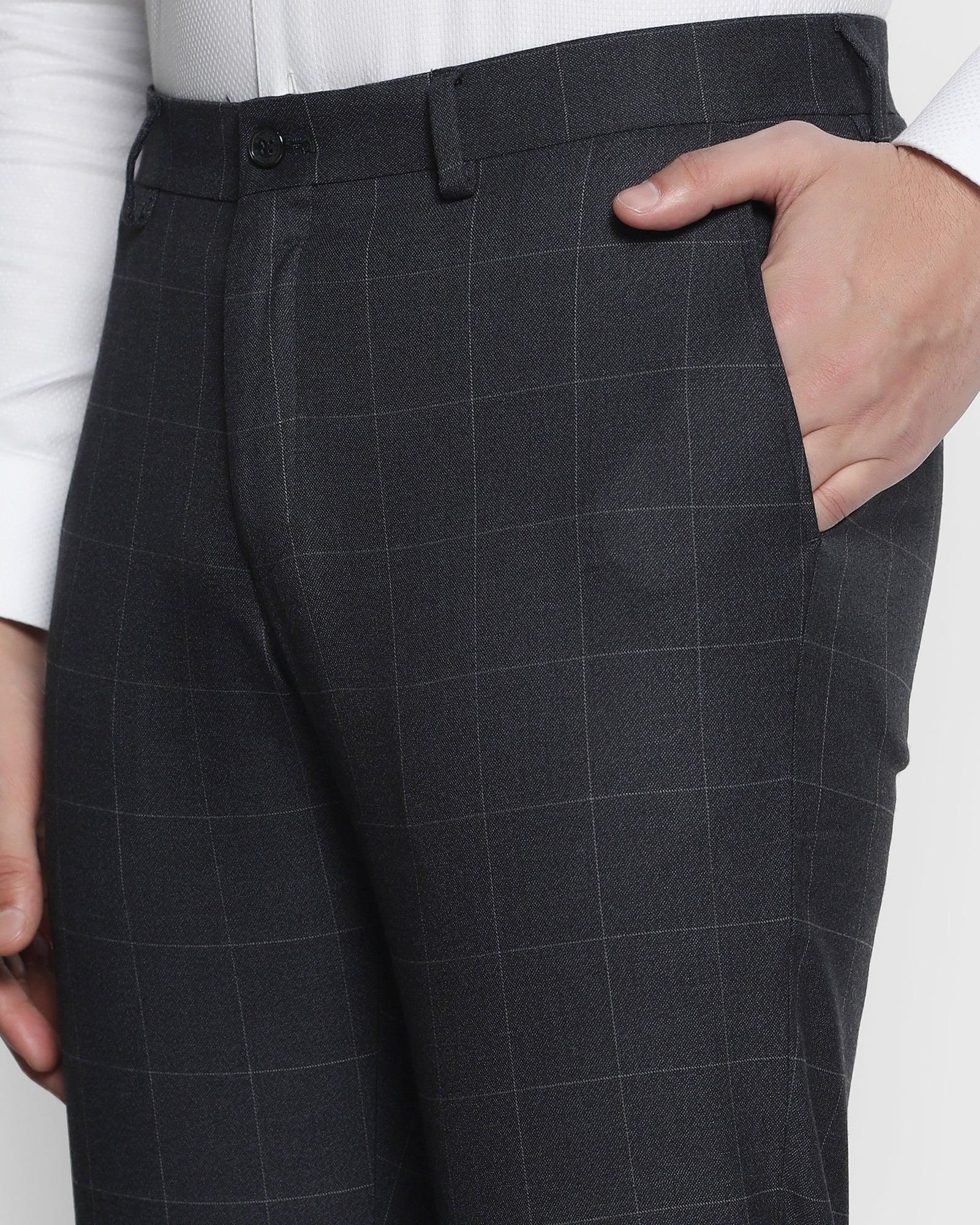 Slim Fit B-91 Formal Blue Check Trouser - Berry