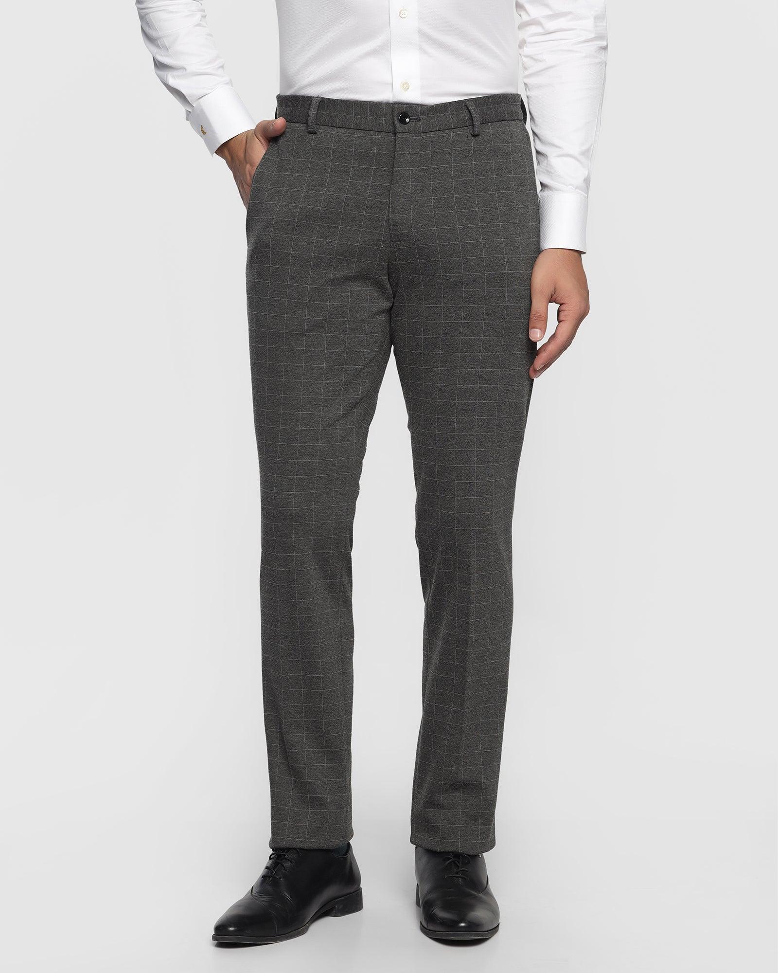Slim Fit B-91 Formal Charcoal Check Trouser - Oslo