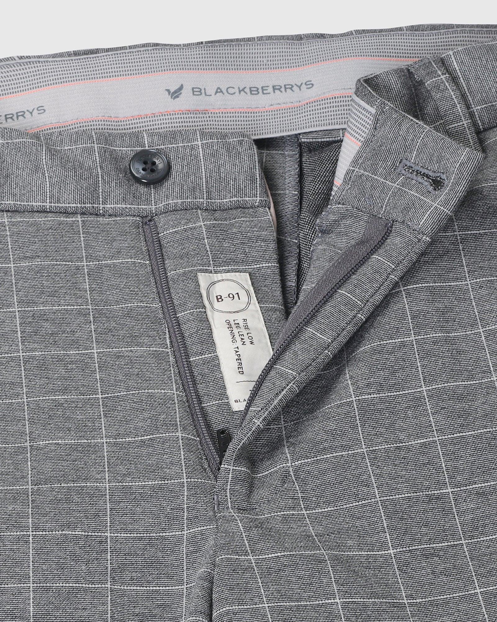 Slim Fit B-91 Formal Grey Check Trouser - Oslo