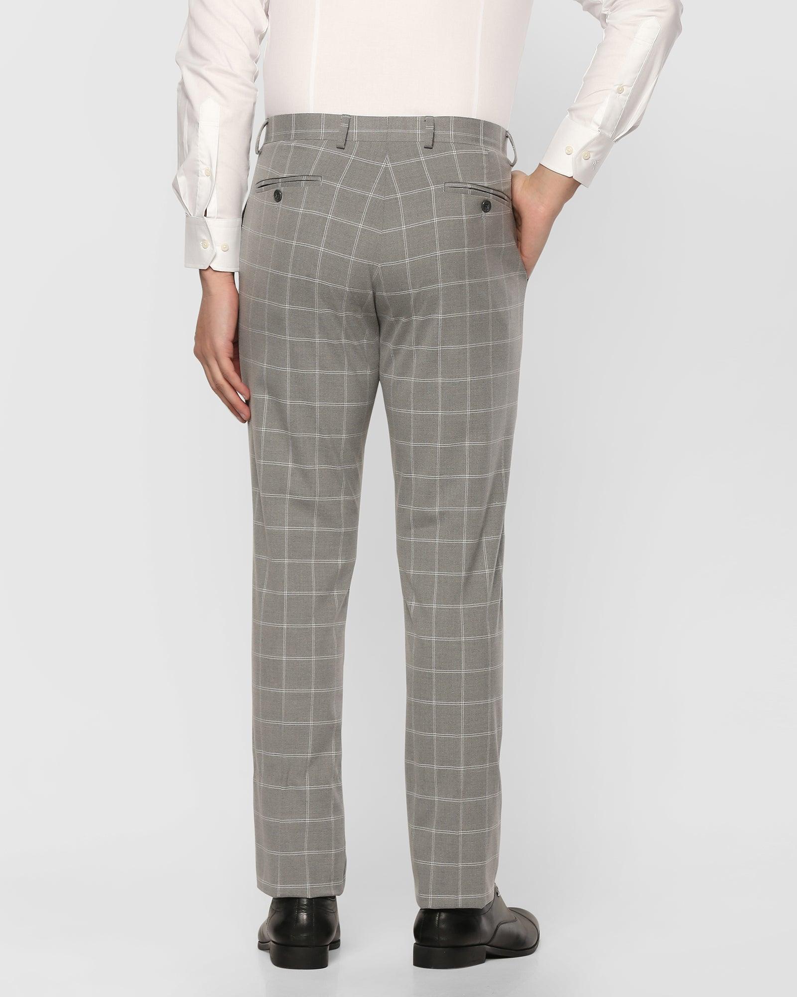 Slim Fit B-91 Formal Grey Check Trouser - Jole