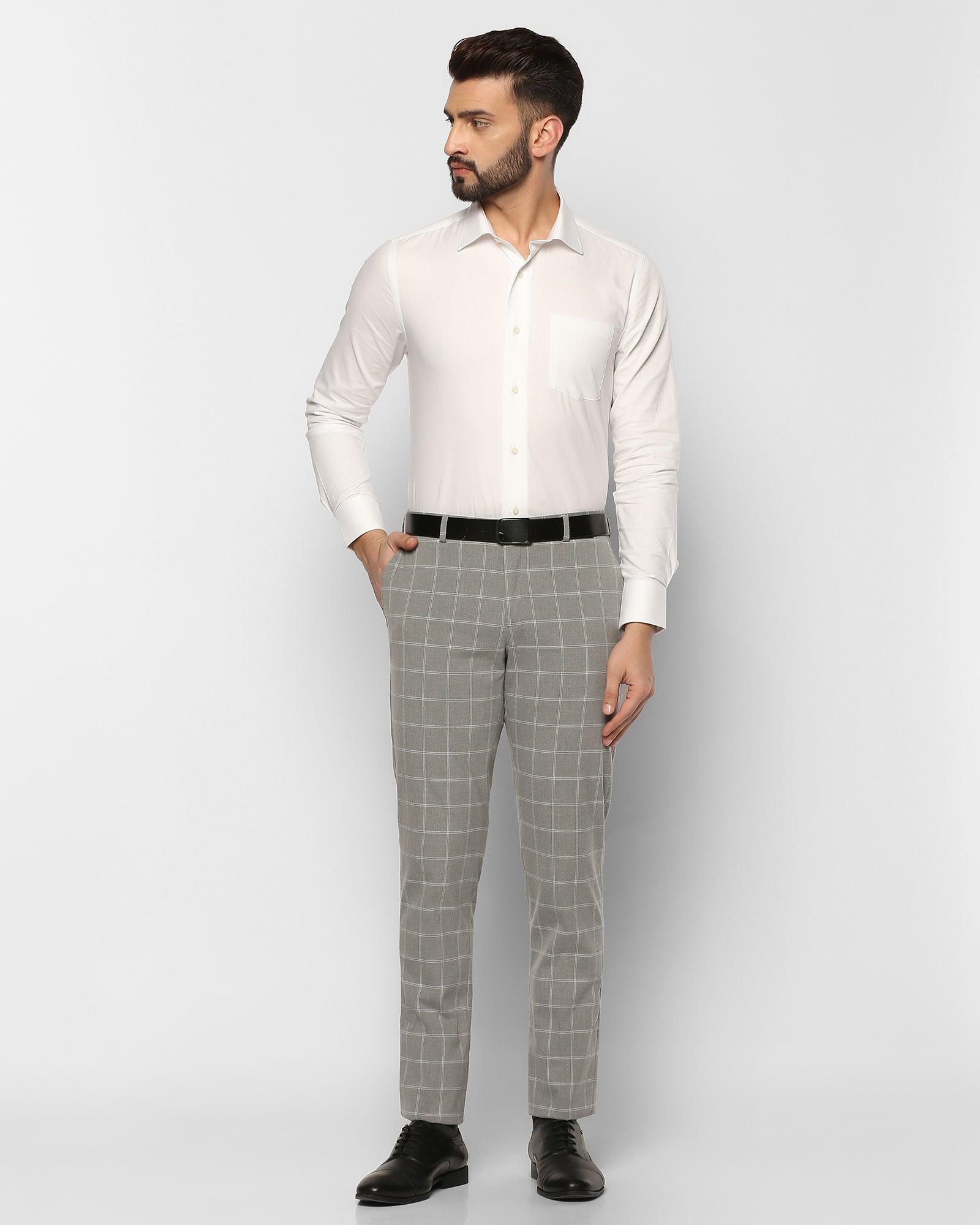 Slim Fit B-91 Formal Grey Check Trouser - Jole