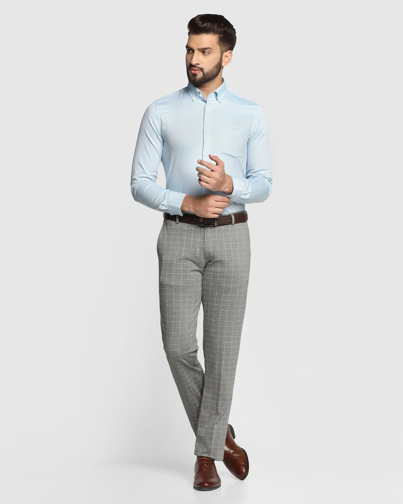 Slim Fit B-91 Formal Grey Check Trouser - Oslo