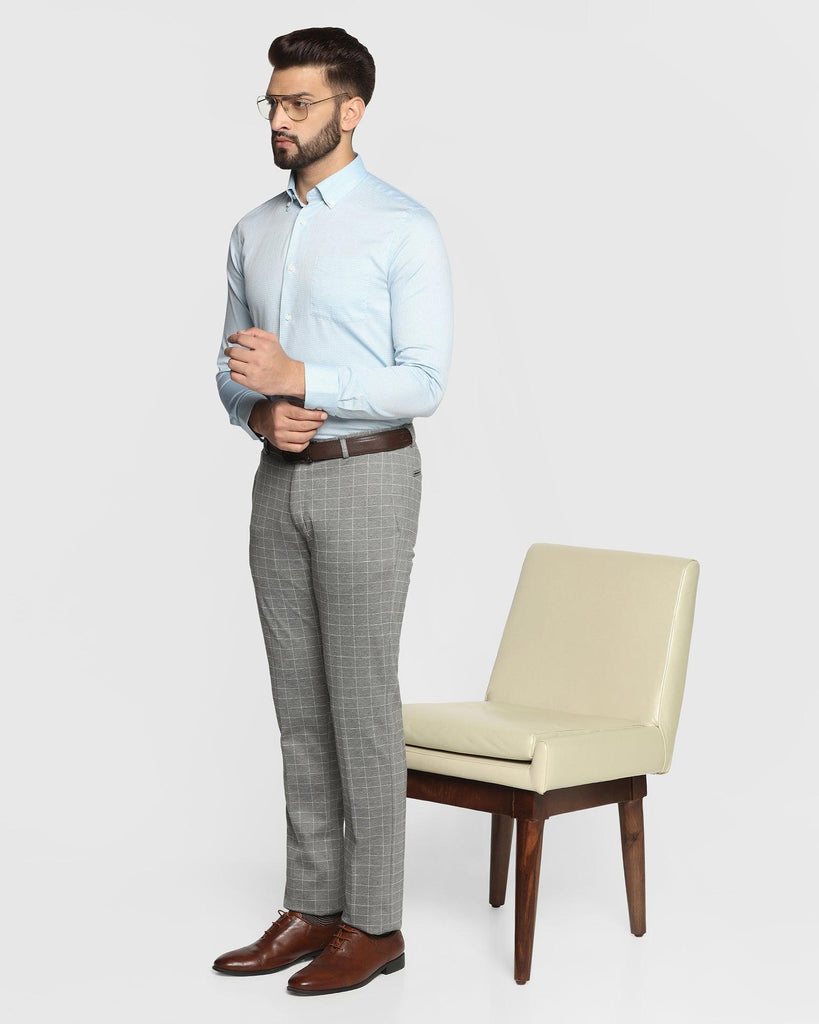 Slim Fit B-91 Formal Grey Check Trouser - Oslo