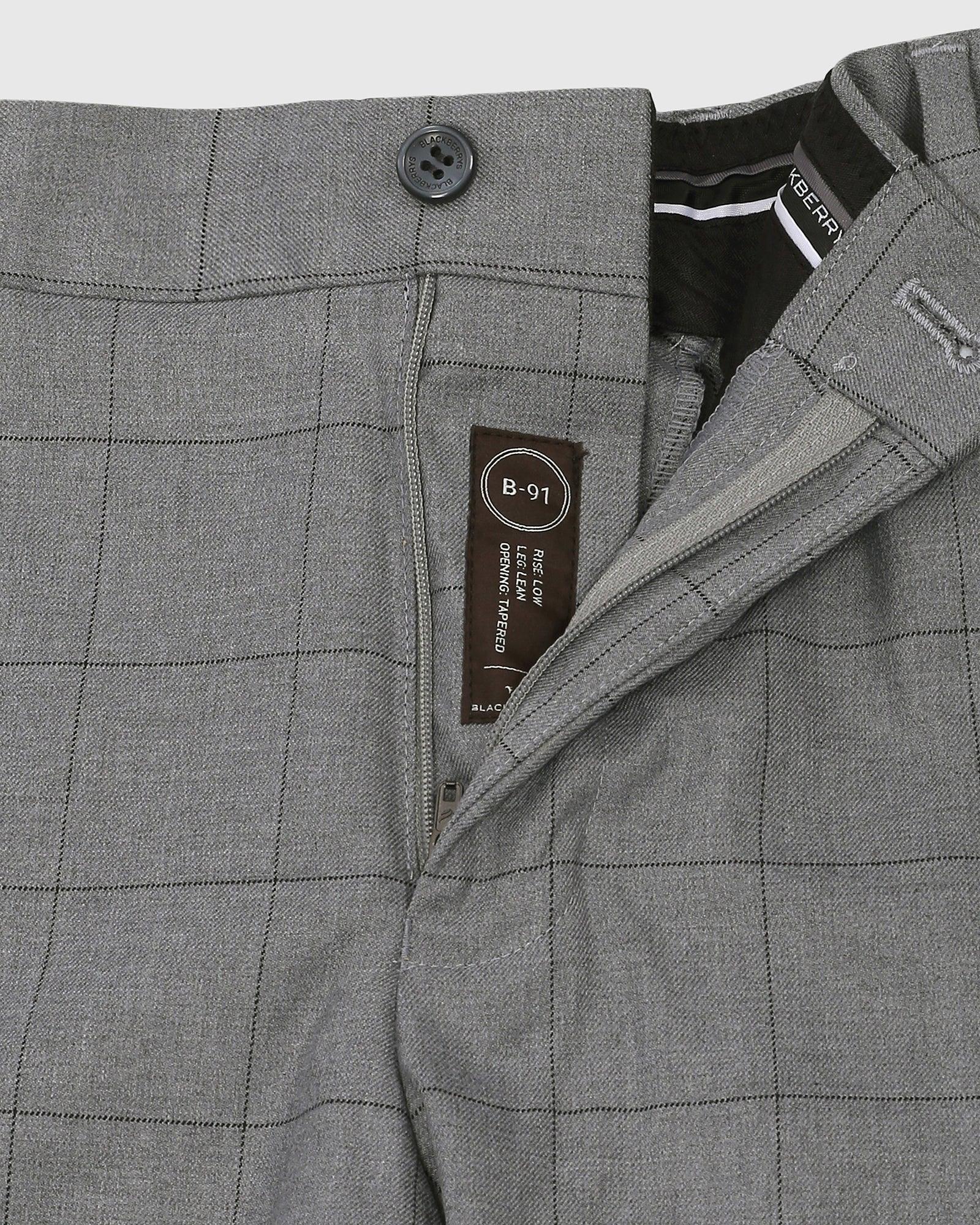 Slim Fit B-91 Formal Light Grey Check Trouser - Berry