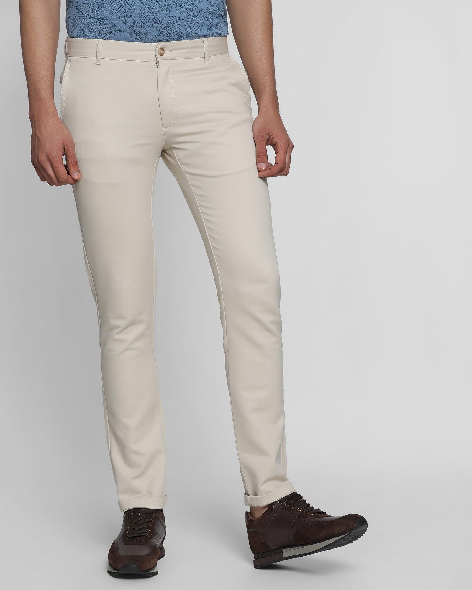 Slim Fit B-91 Casual Beige Solid Khakis - Clay