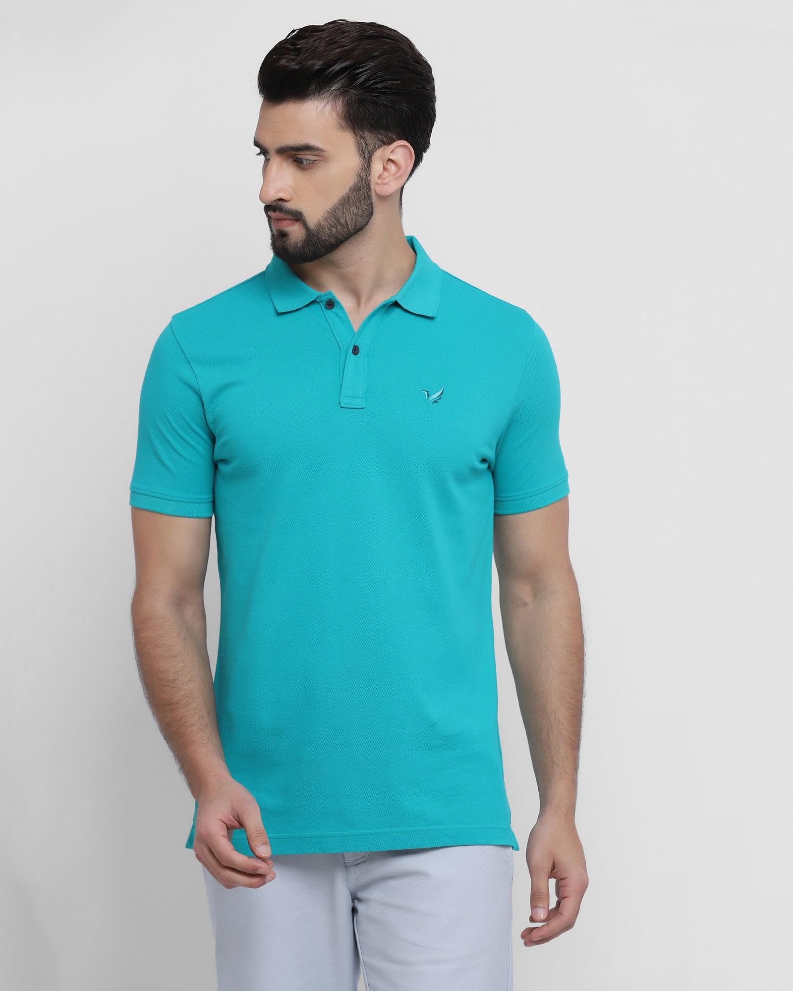 Polo Light Green Solid T Shirt - Cloud