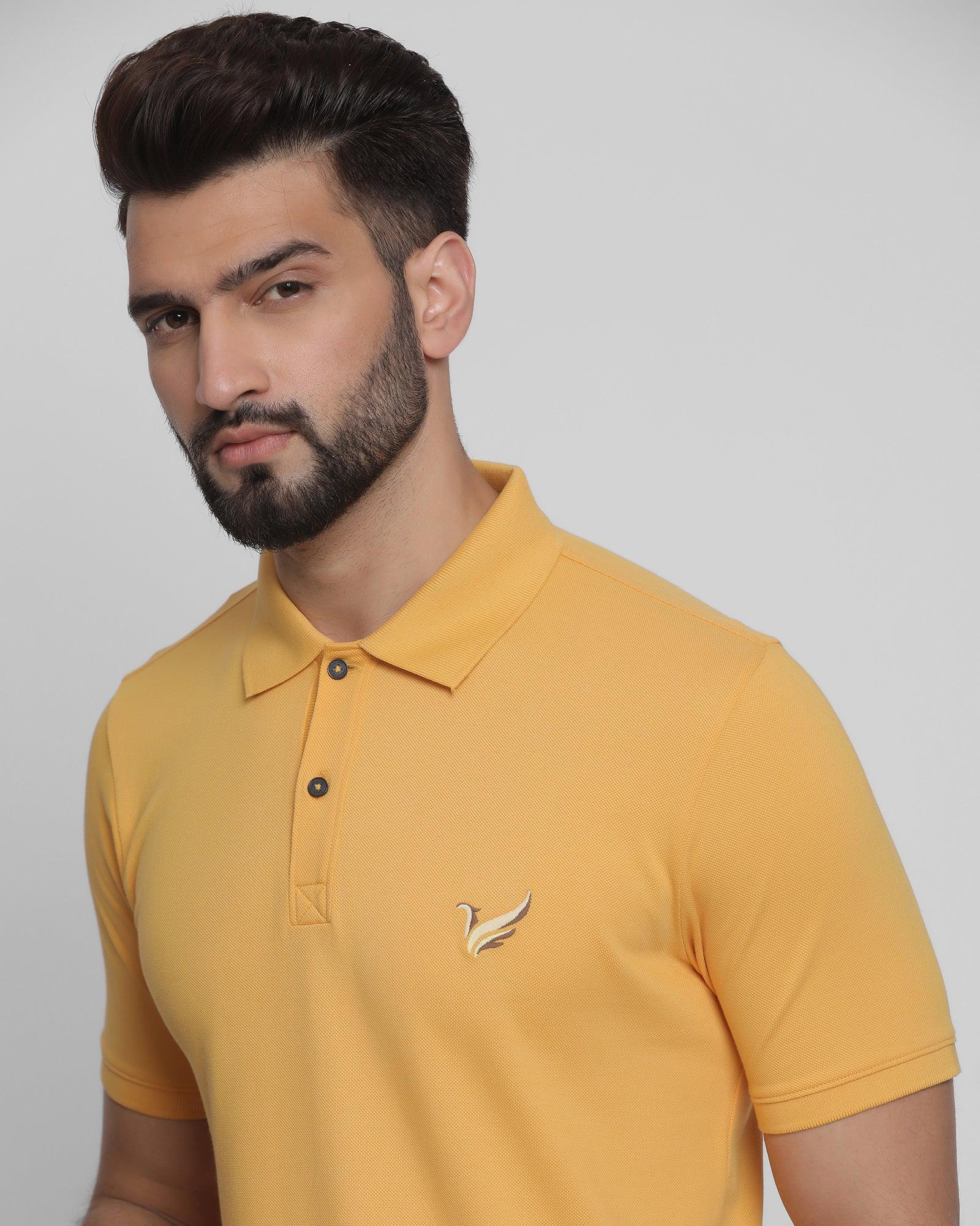 Polo Yellow Solid T Shirt - Cloud