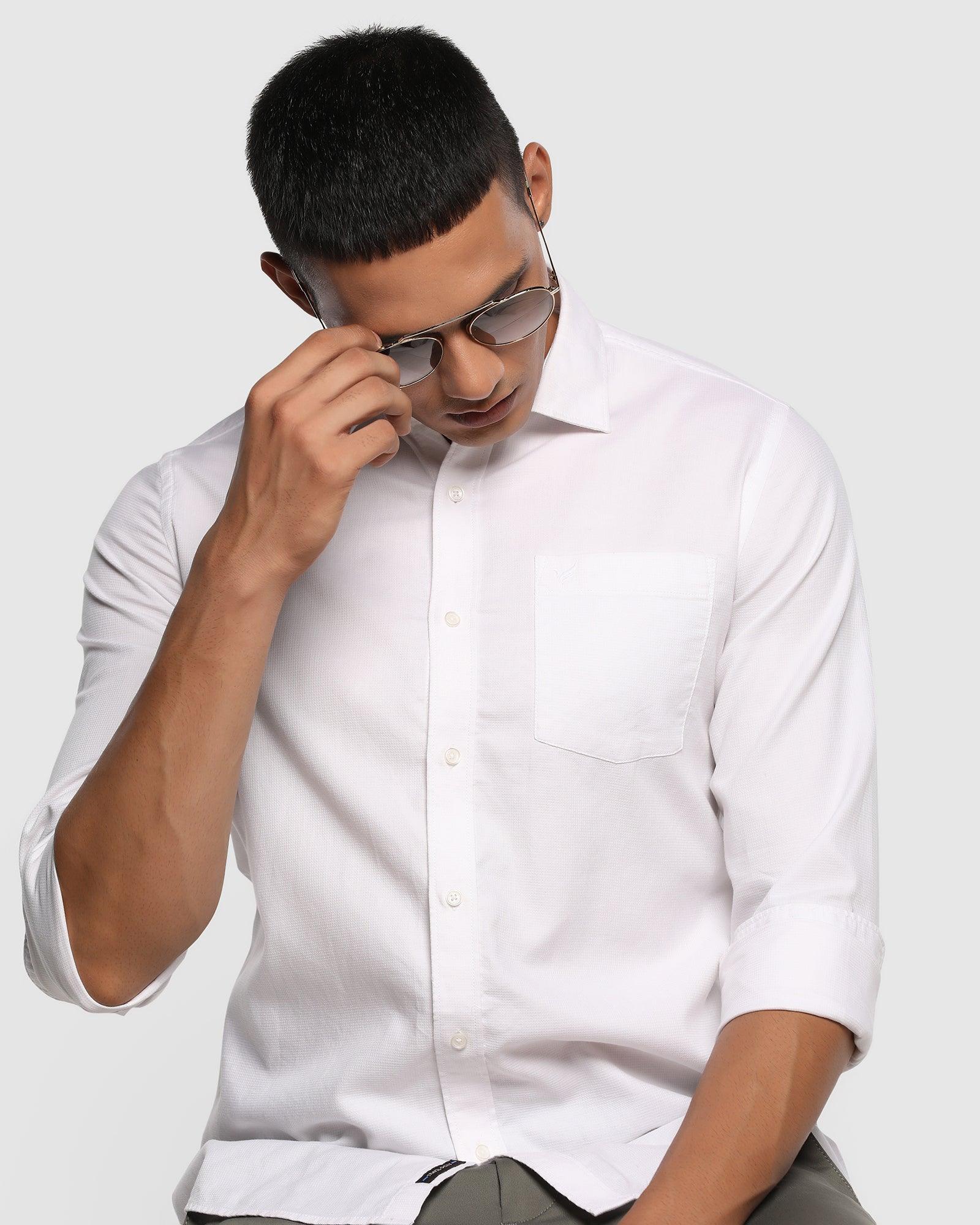 Casual White Textured Shirt - Colby