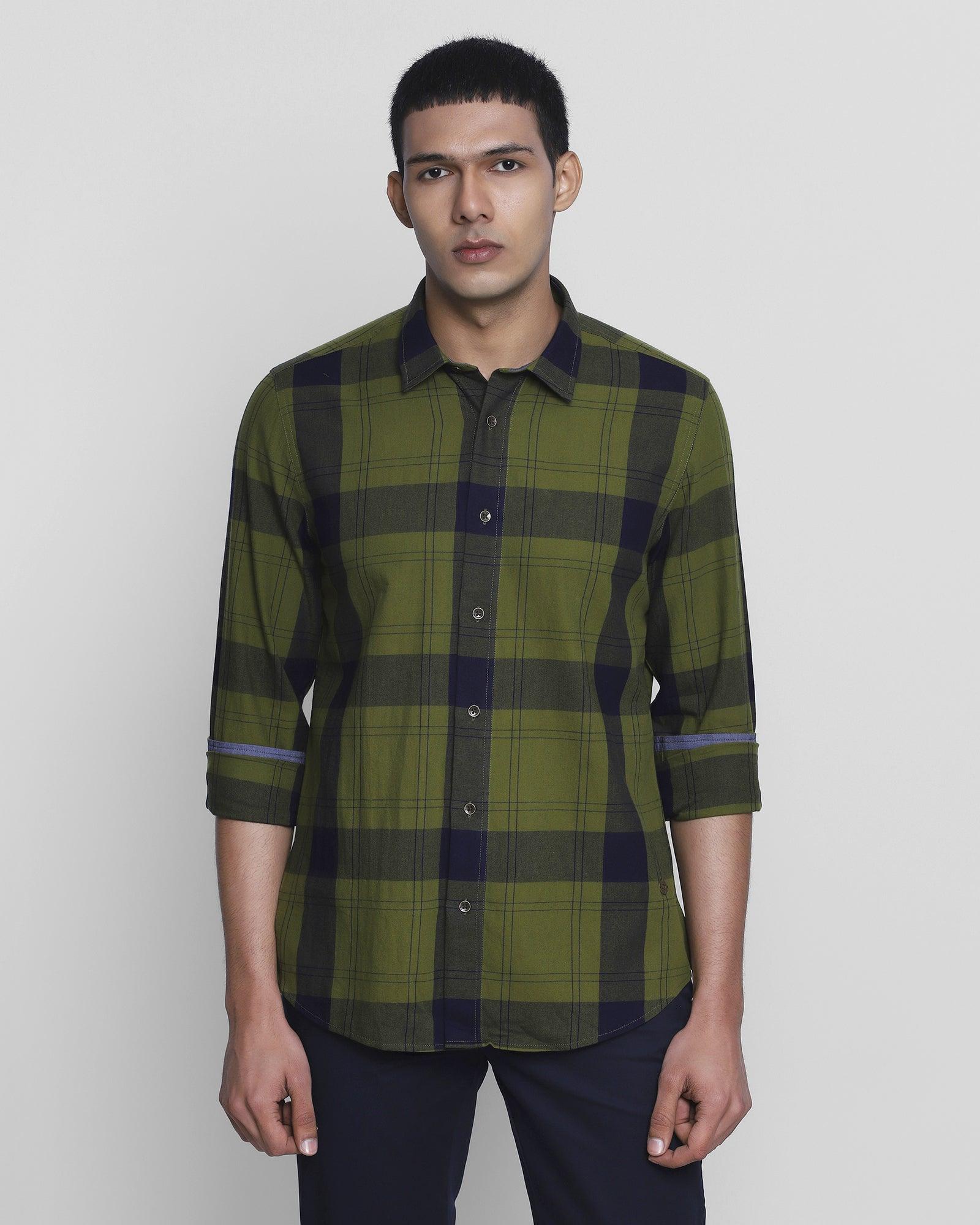 Check Casual Shirt In Olive (Dane)