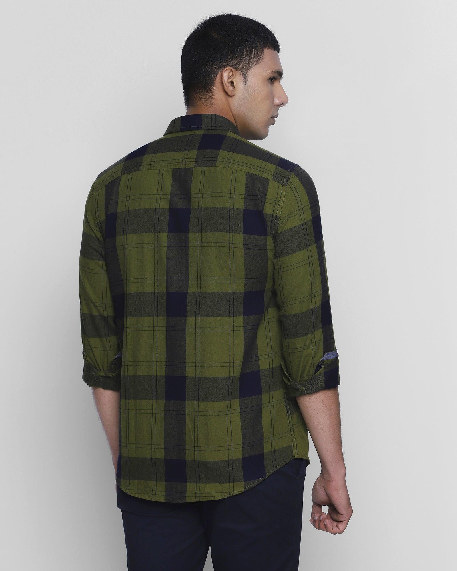 Casual Olive Check Shirt - Dane